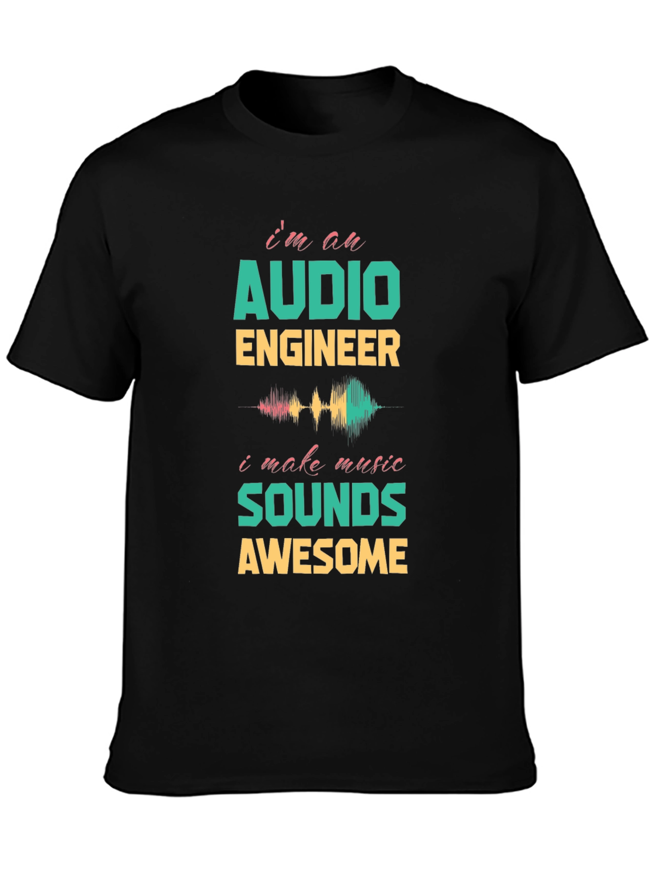 Black Audio Engineer Music Lover T-Shirt view 3
