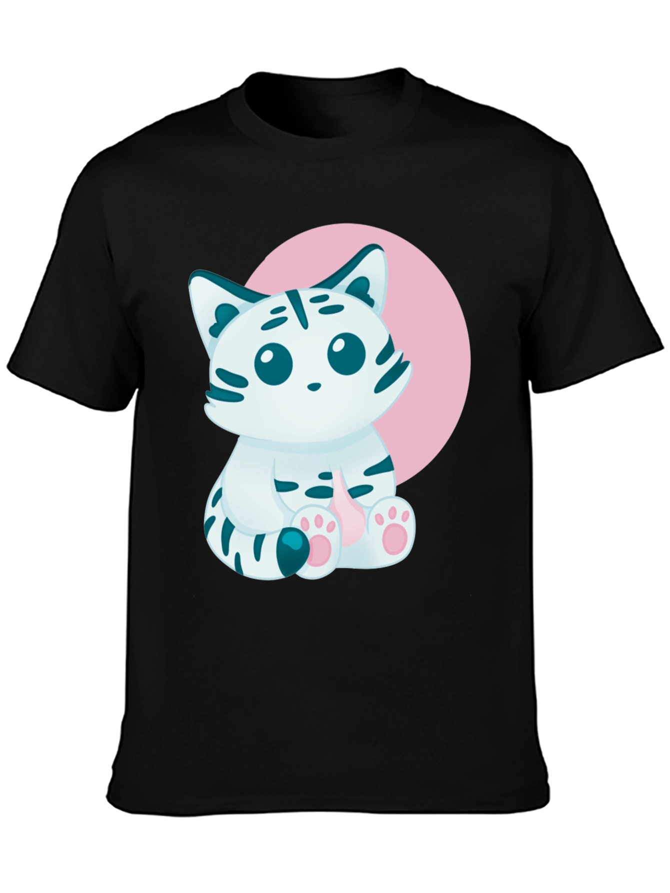 Black Cute Kitten Graphic Tee - Soft Cotton Blend view 3