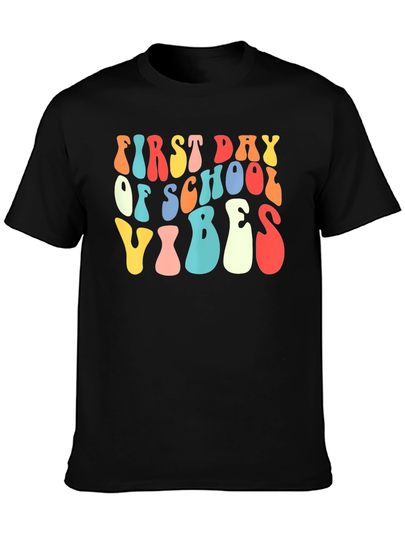 Black First Day of School Vibes Retro Tee view 3