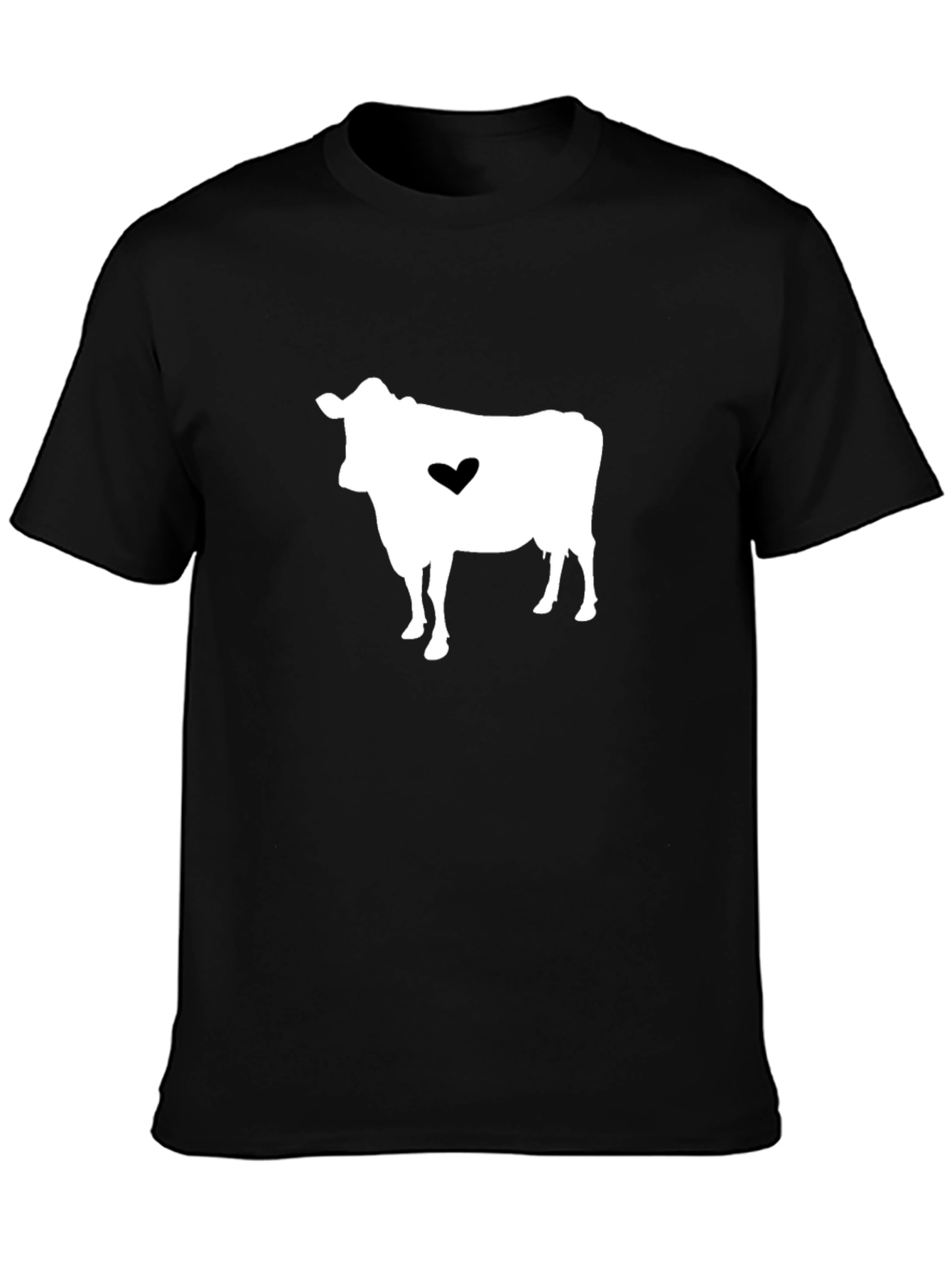 Black Cow Heart Graphic T-Shirt - Black Casual Tee view 3
