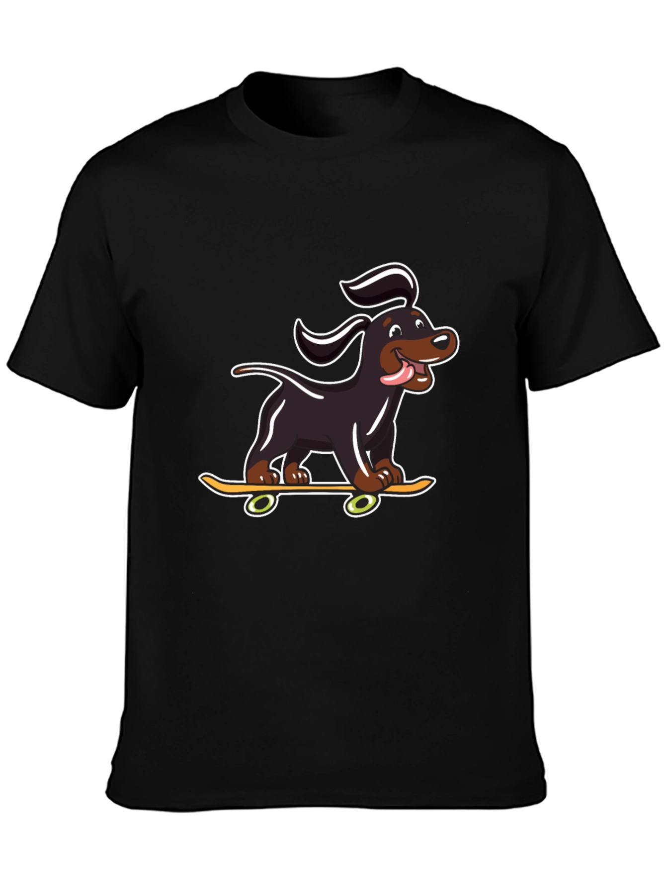 Black Skateboarding Dog Graphic T-Shirt view 3