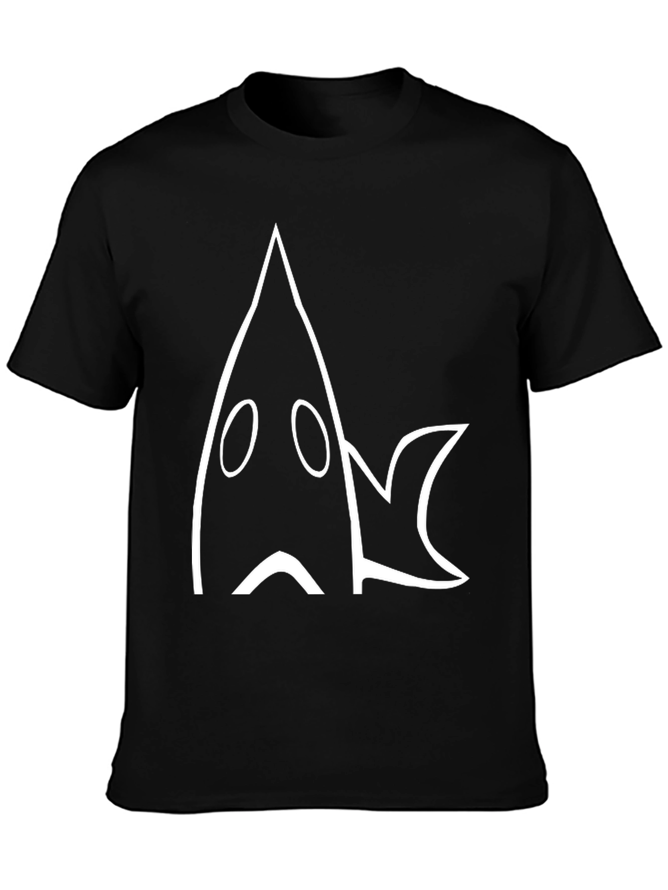 Black Cool Black T-Shirt with Abstract White Shark Design view 3