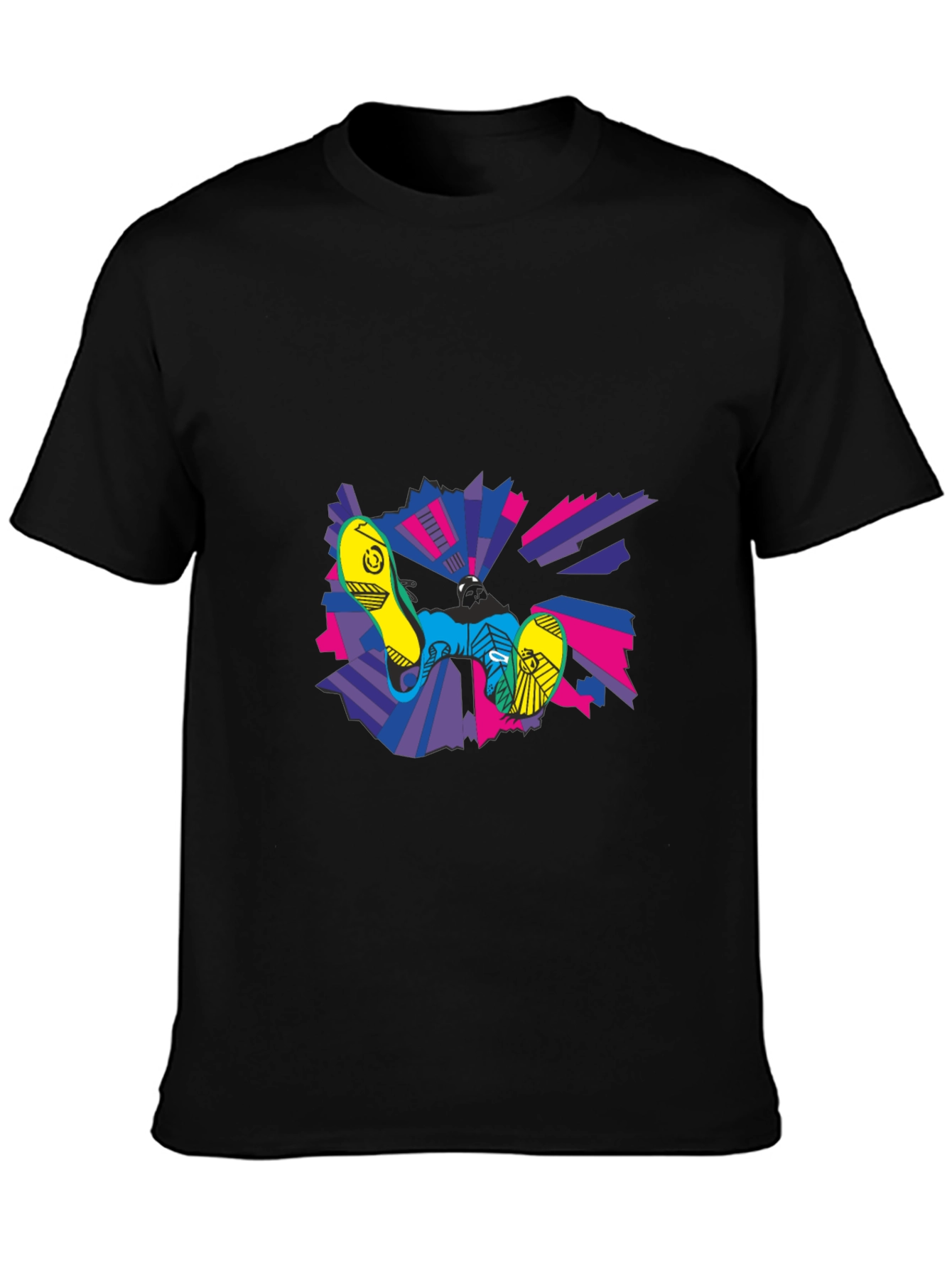 Black Abstract Graphic Print Crew Neck T-Shirt view 3