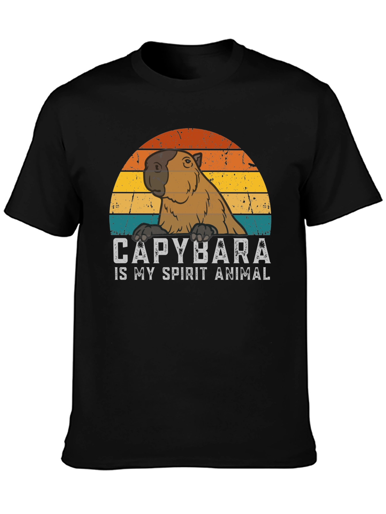 Black Capybara Spirit Animal Graphic Tee - Cool Retro Design view 3