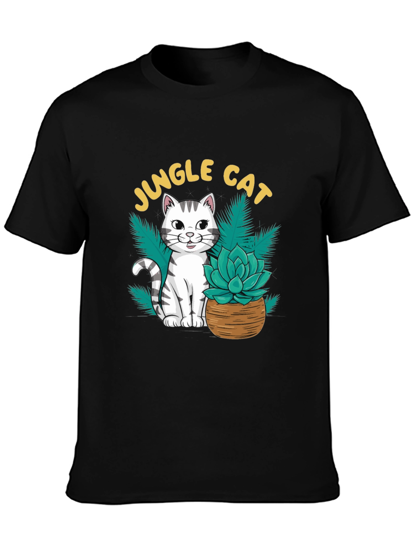 Black Jungle Cat Graphic T-Shirt - Cool Cat Lover Tee view 3