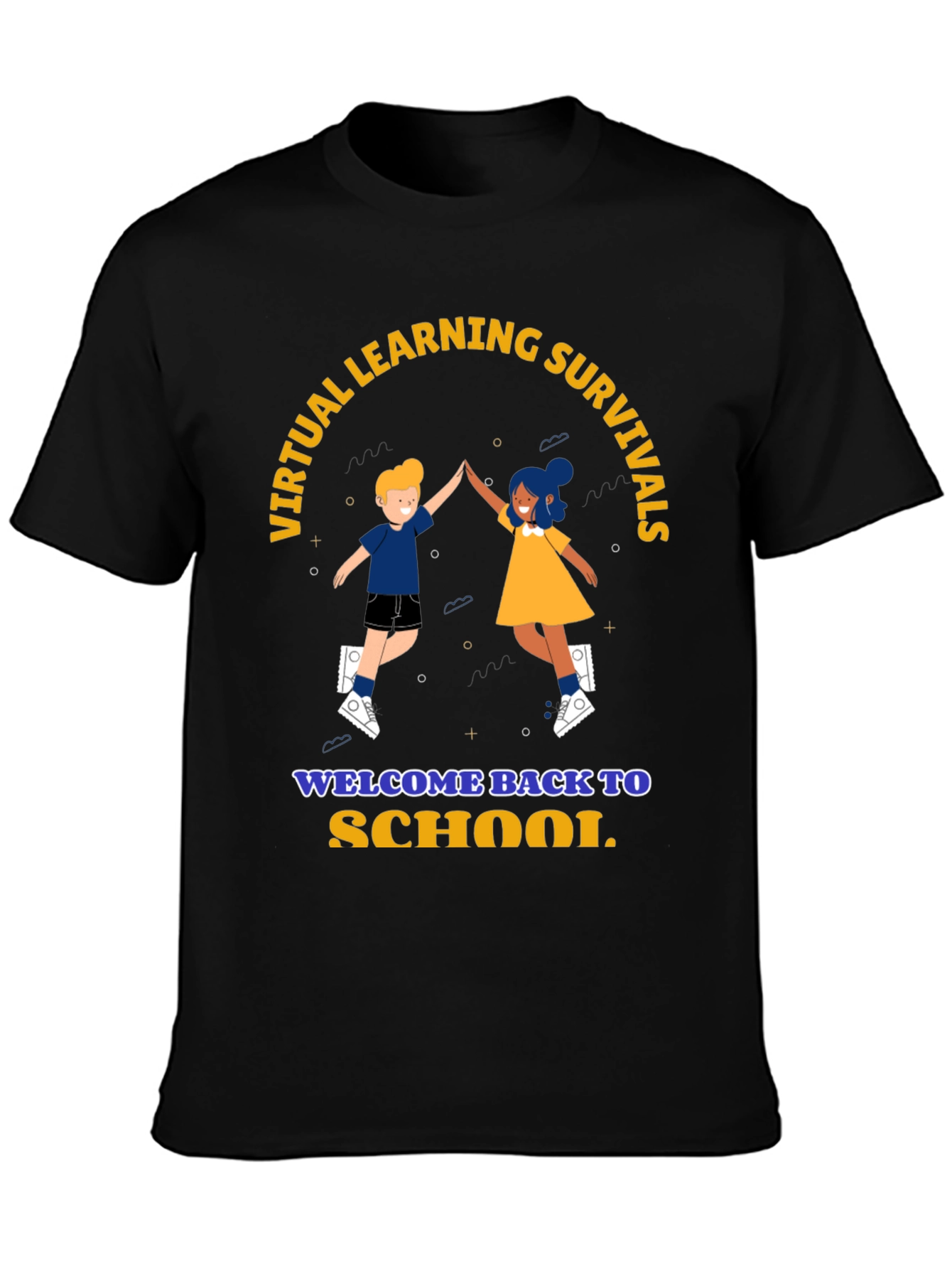 Black Virtual Learning Survival Back To School T-Shirt view 3