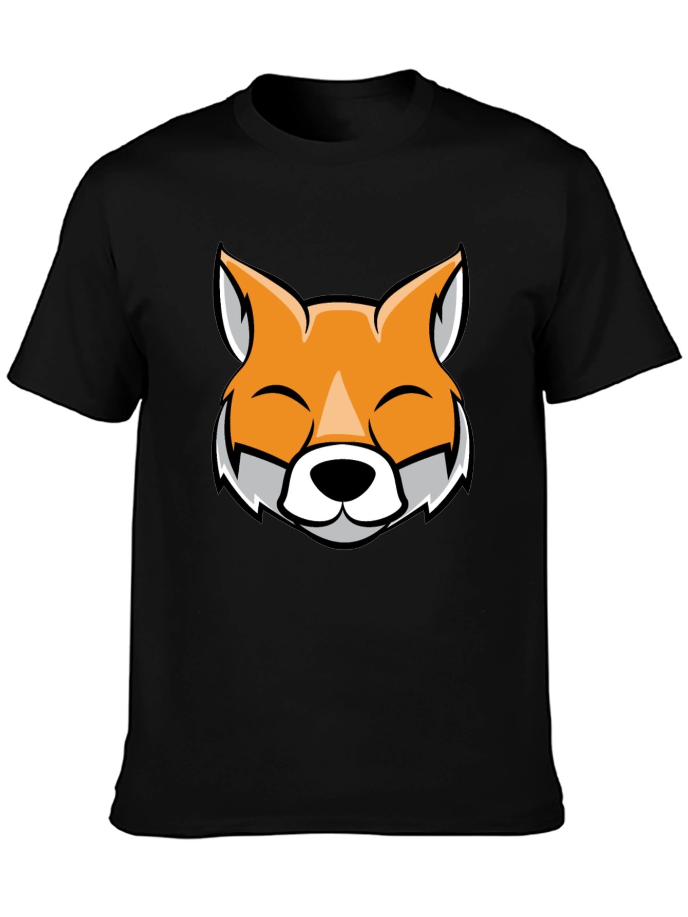 Black Fox Face Graphic Black T-Shirt view 3