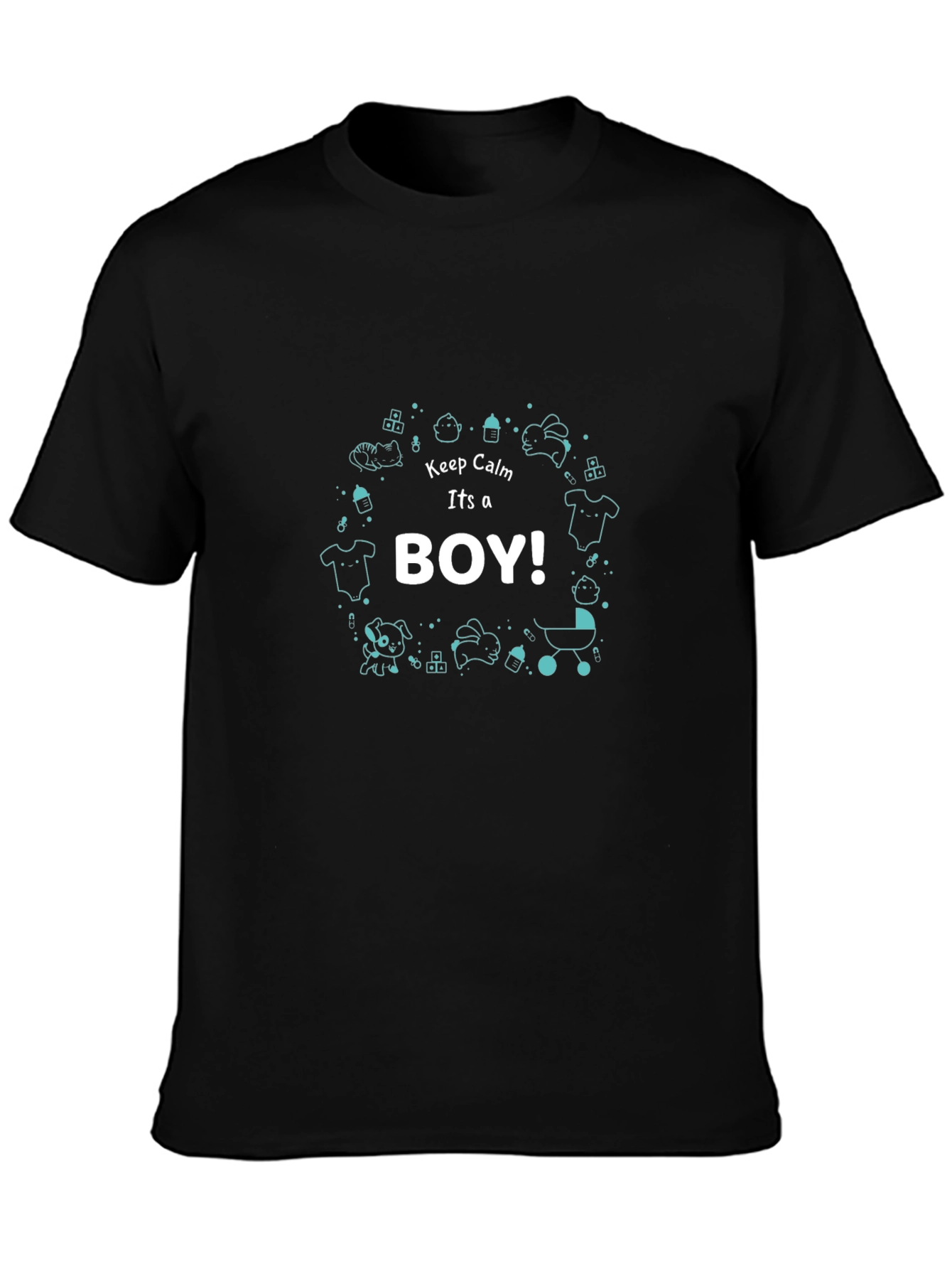 Black Keep Calm It's a Boy T-Shirt view 3