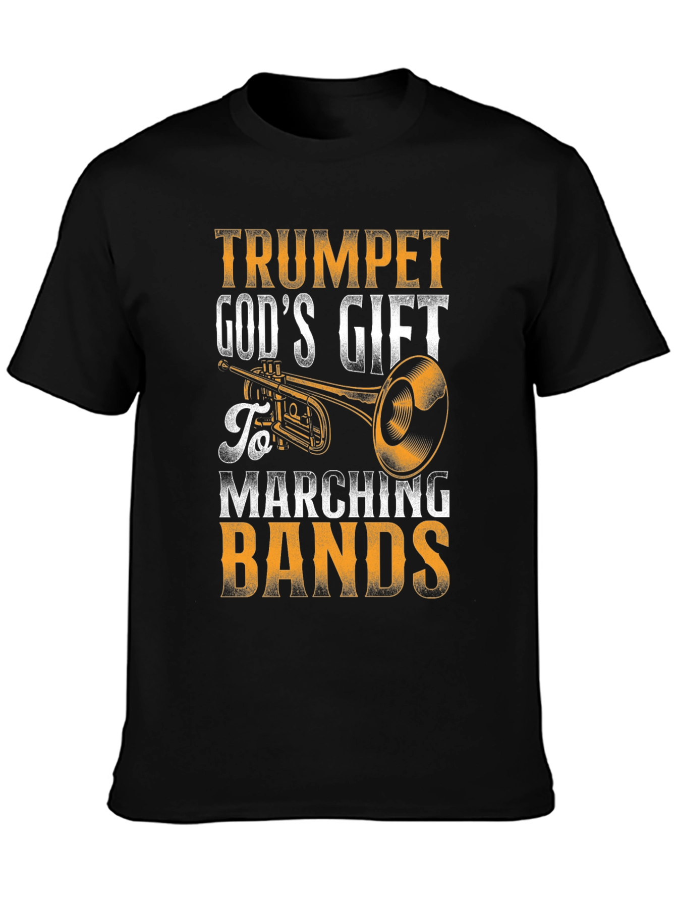 Black Trumpet God's Gift Marching Bands Black T-Shirt view 3