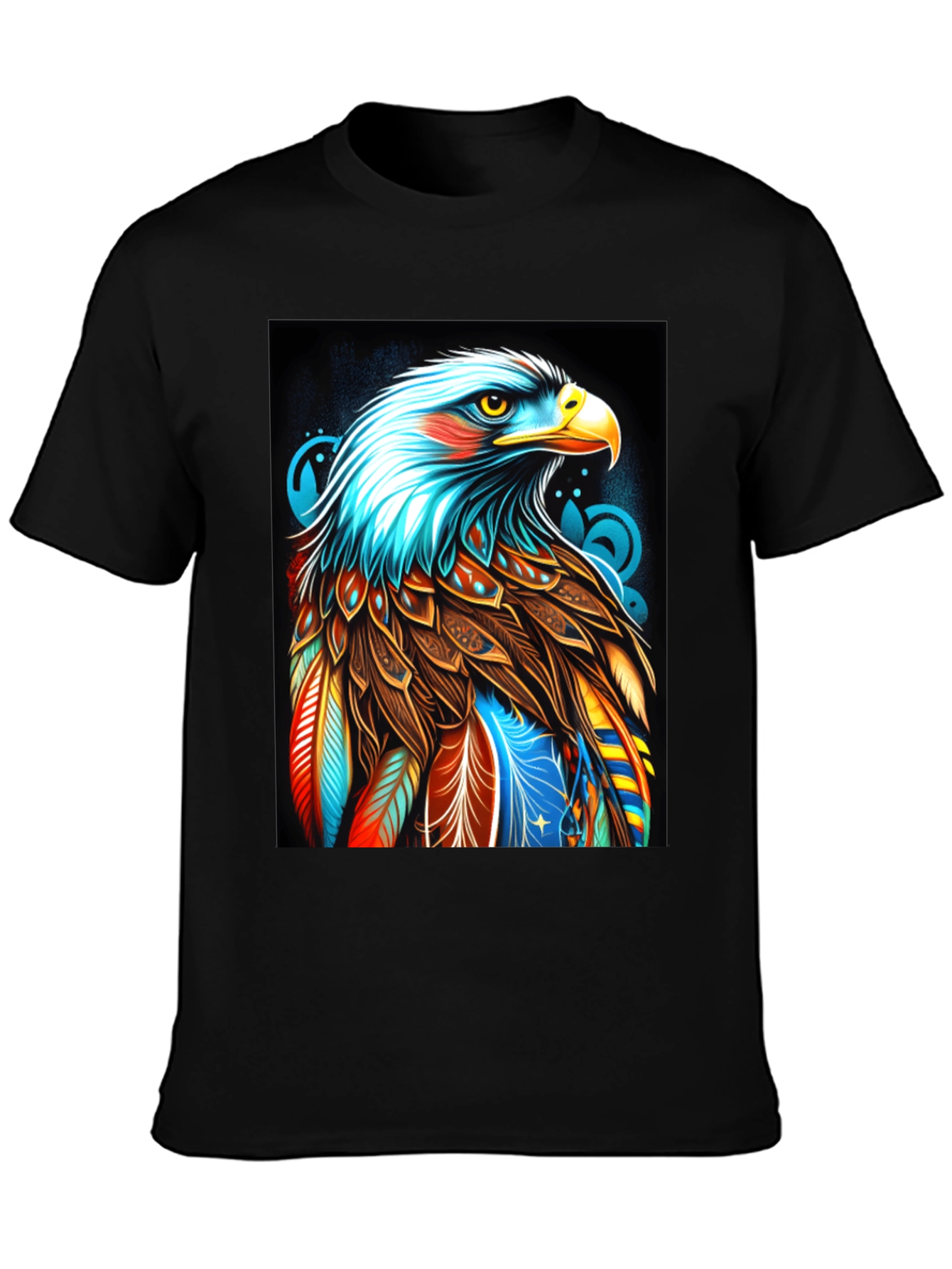 Black Colorful Eagle Graphic Black T-Shirt view 3