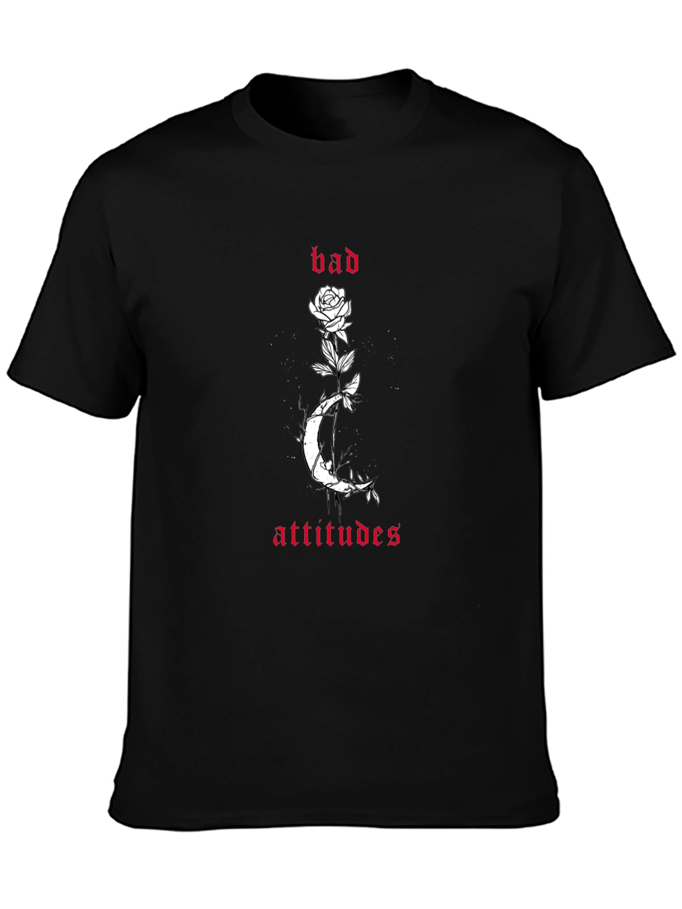 Black Bad Attitudes Rose Moon Graphic Tee view 3