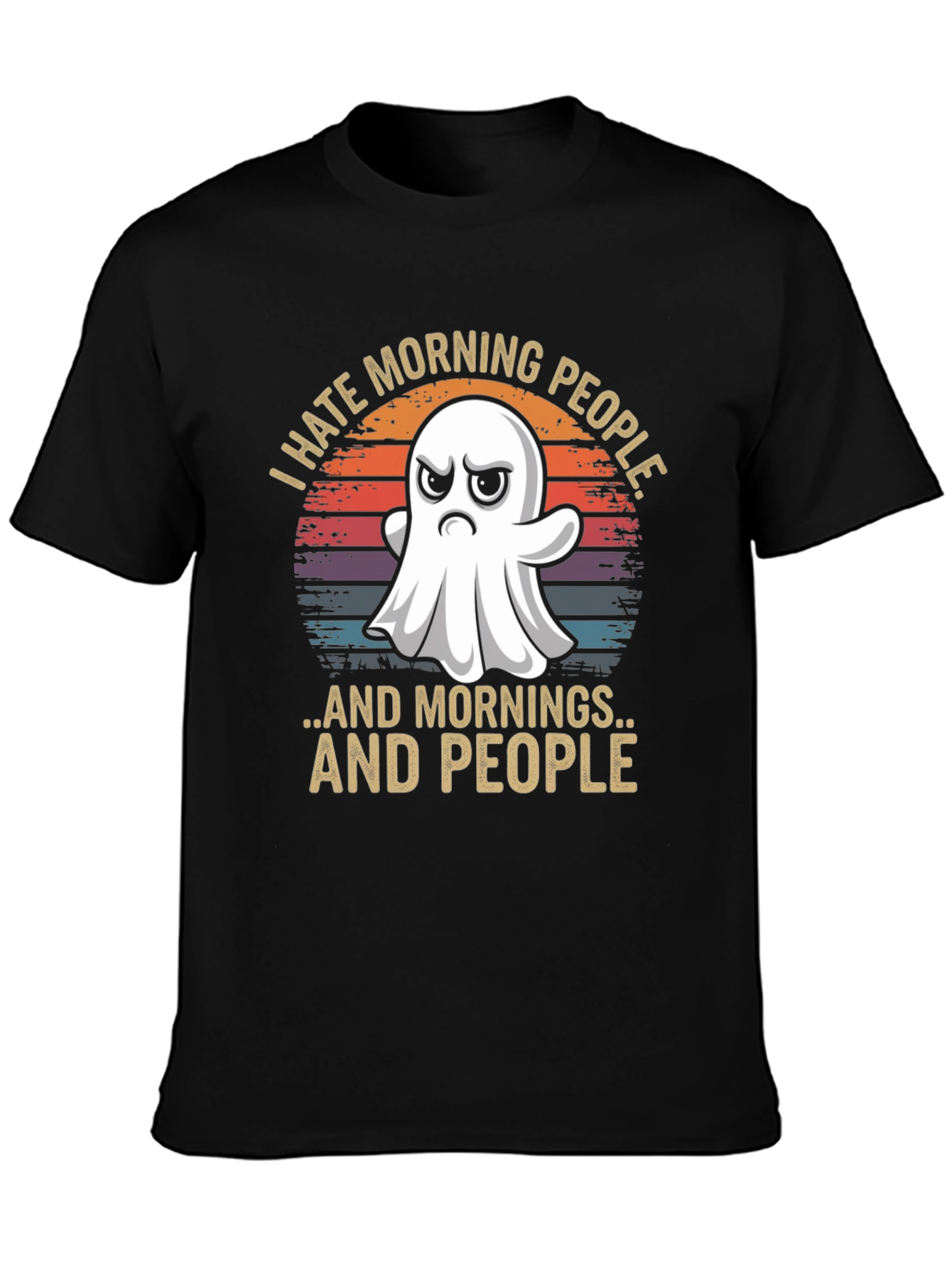 Black I Hate Morning People T-Shirt view 3