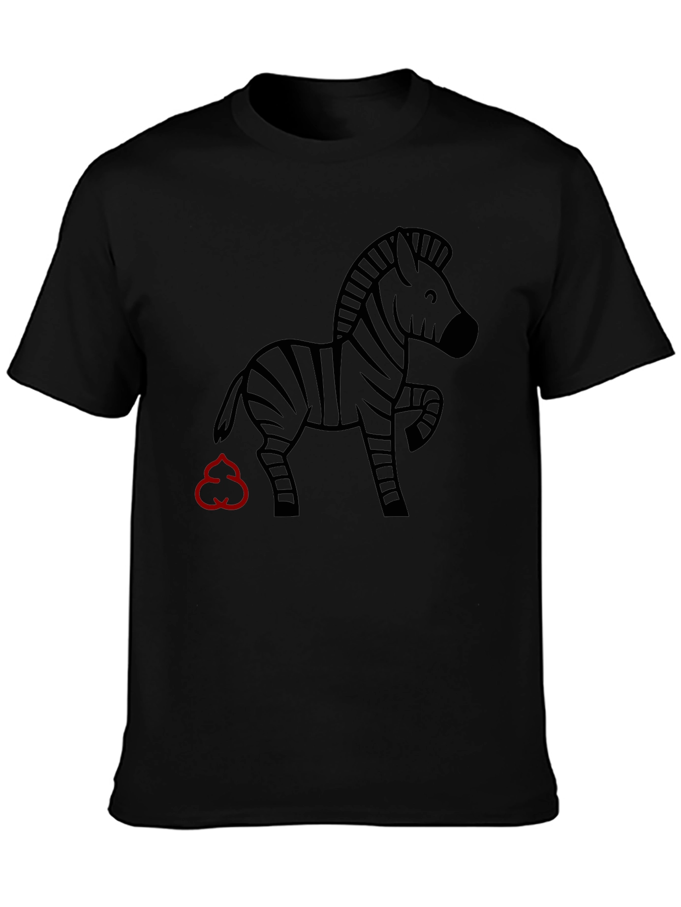 Black Funny Zebra Graphic Black T-Shirt view 3
