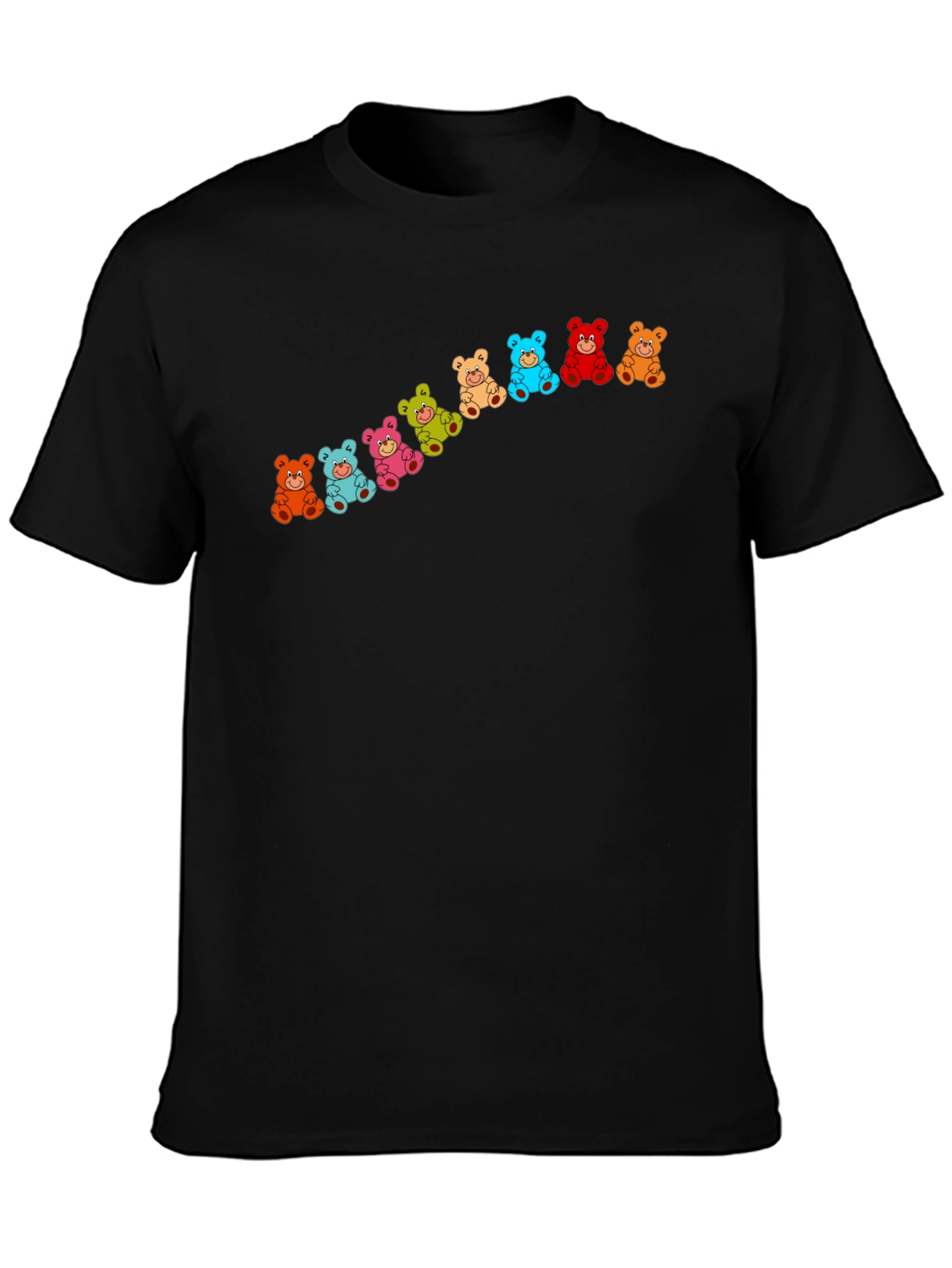 Black Colorful Gummy Bears Black T-Shirt view 3