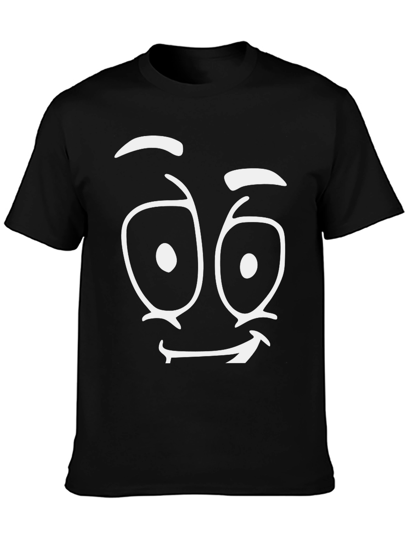 Black Funny Face Graphic Tee - Black Cotton T-Shirt view 3