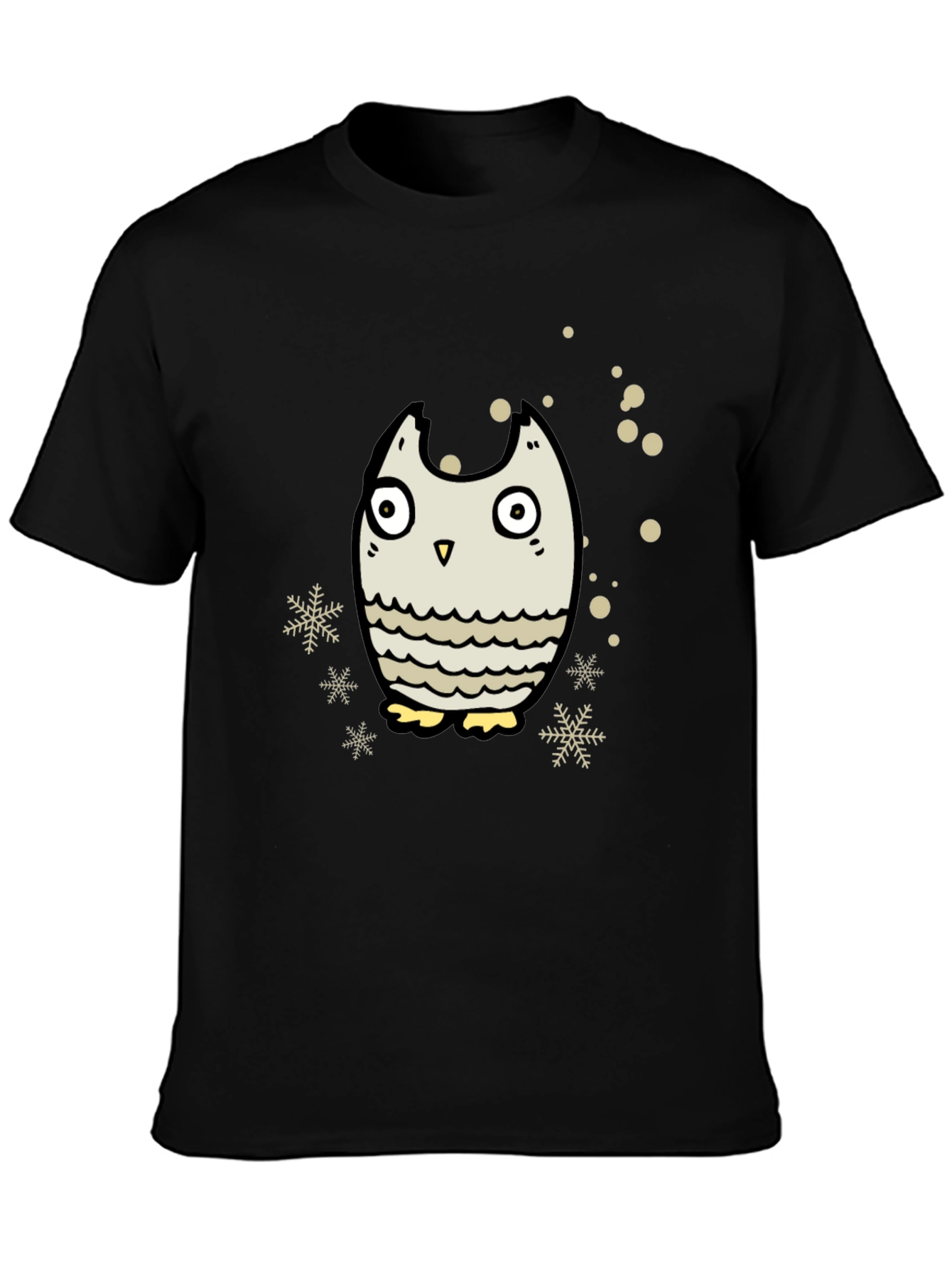 Black Owl Graphic Black T-Shirt - Winter Holiday Design view 3