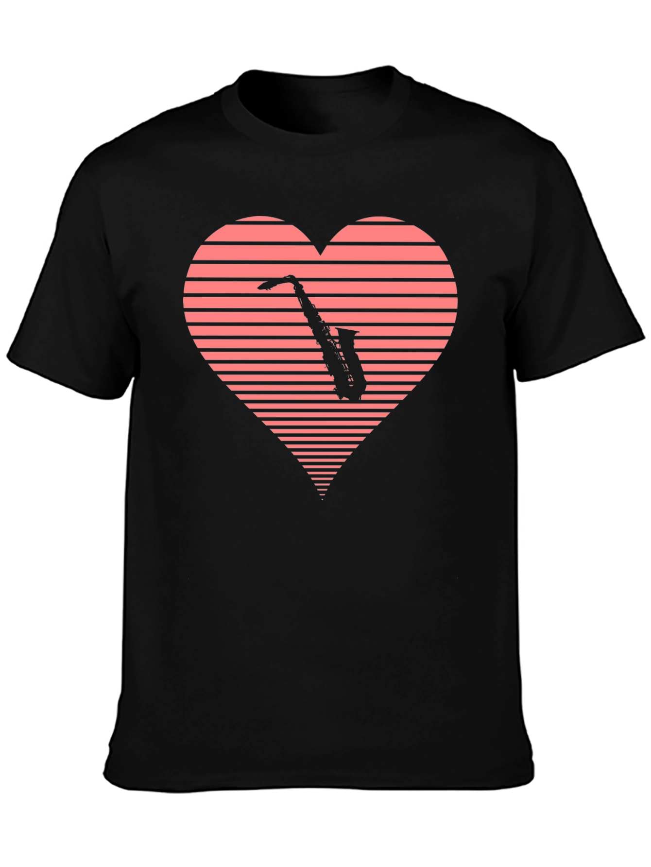 Black Saxophone Heartbeat Graphic Tee view 3