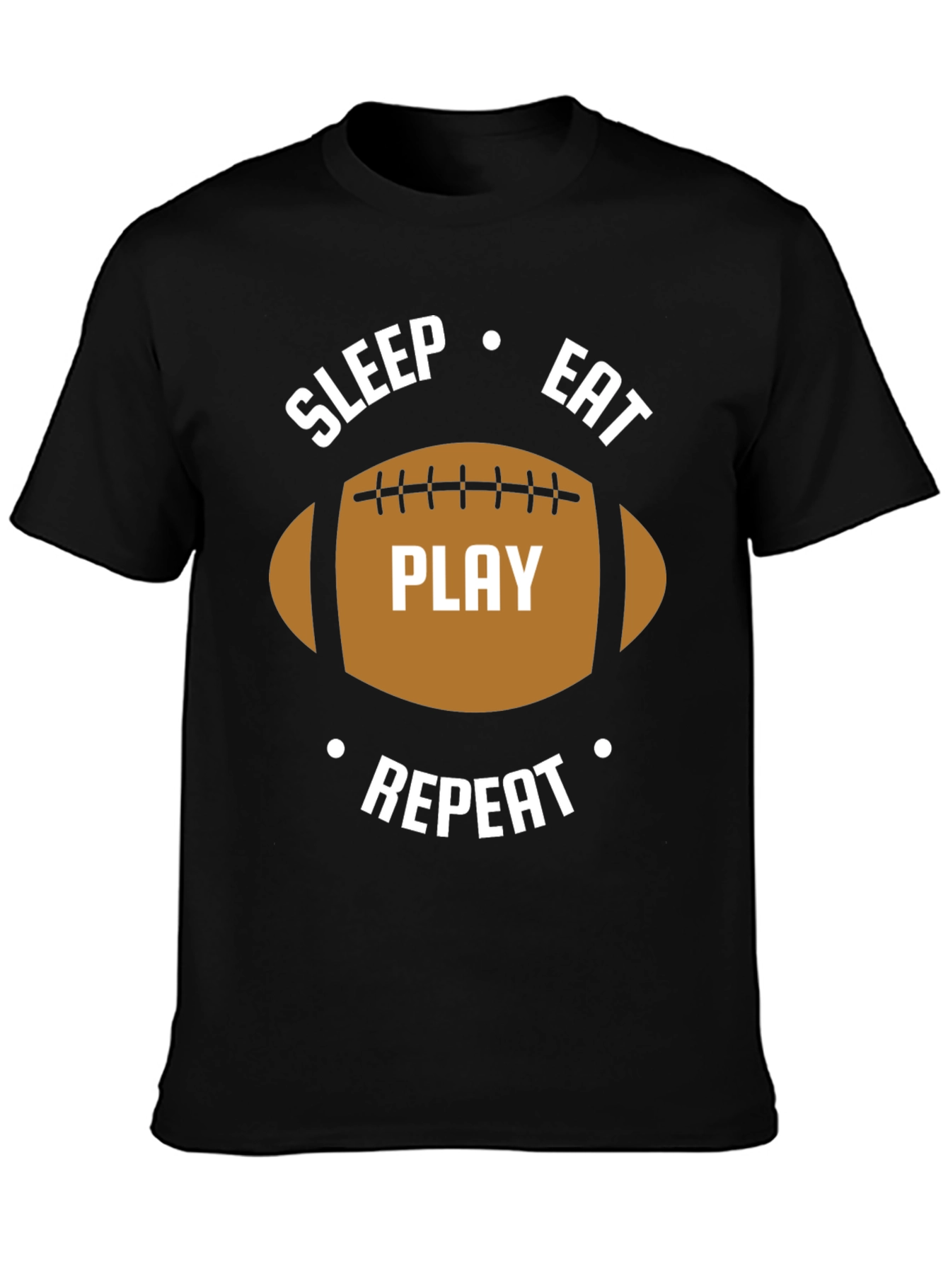 Black Sleep Eat Play Repeat Football Graphic T-Shirt view 3