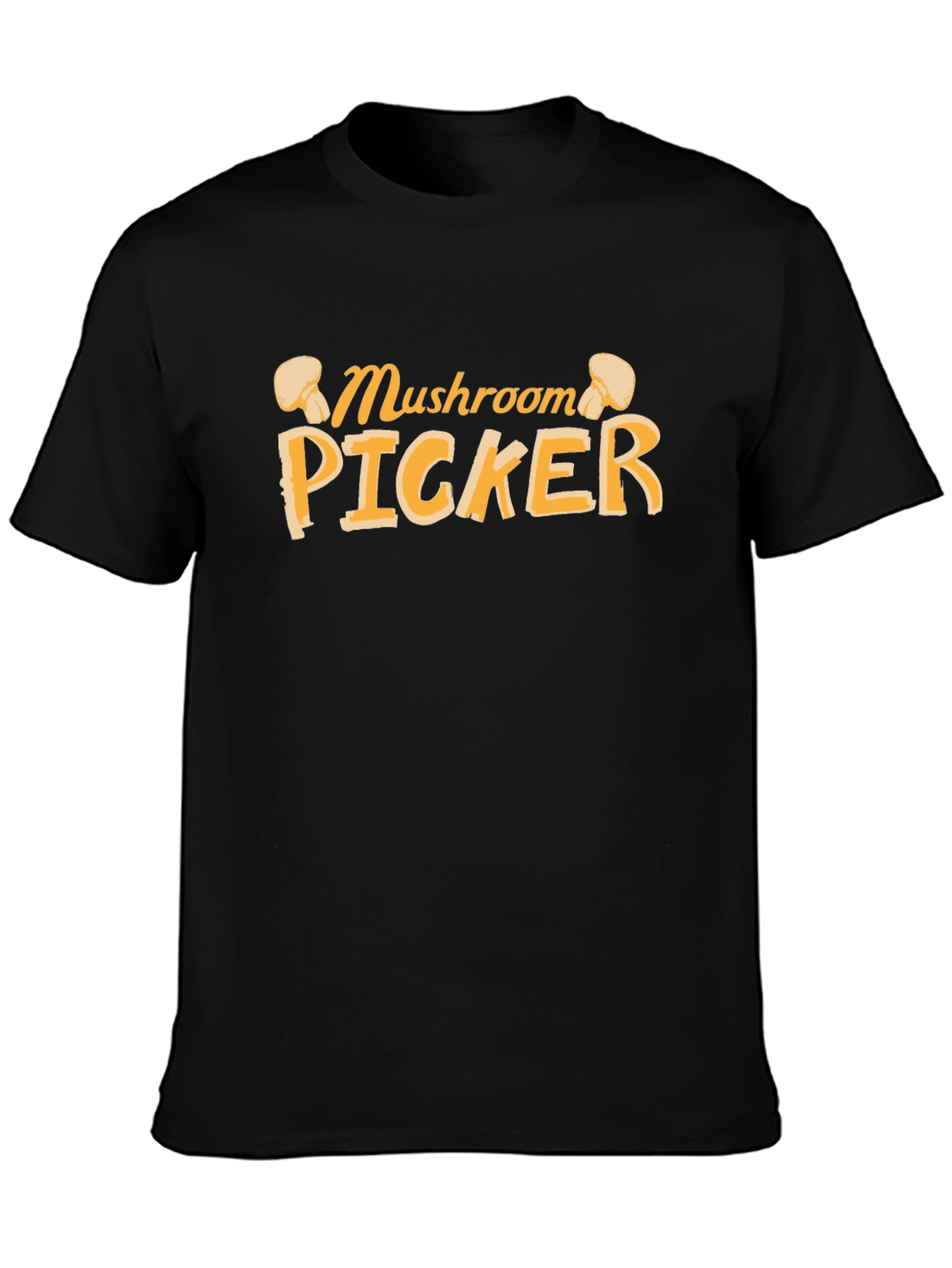 Black Mushroom Picker Graphic Tee - Black Cotton T-Shirt view 3