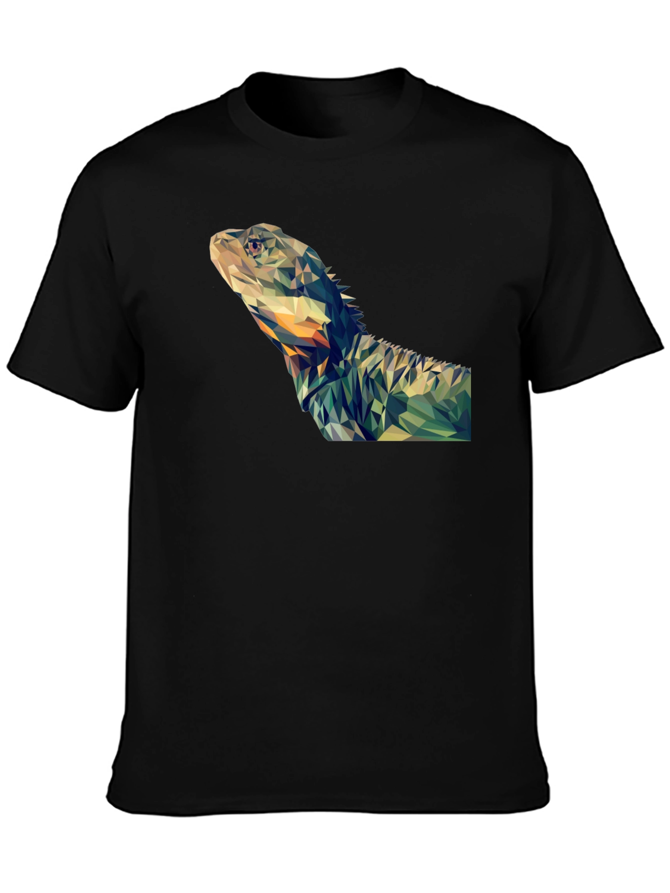 Black Geometric Lizard Graphic T-Shirt - Modern Poly Art Tee view 3