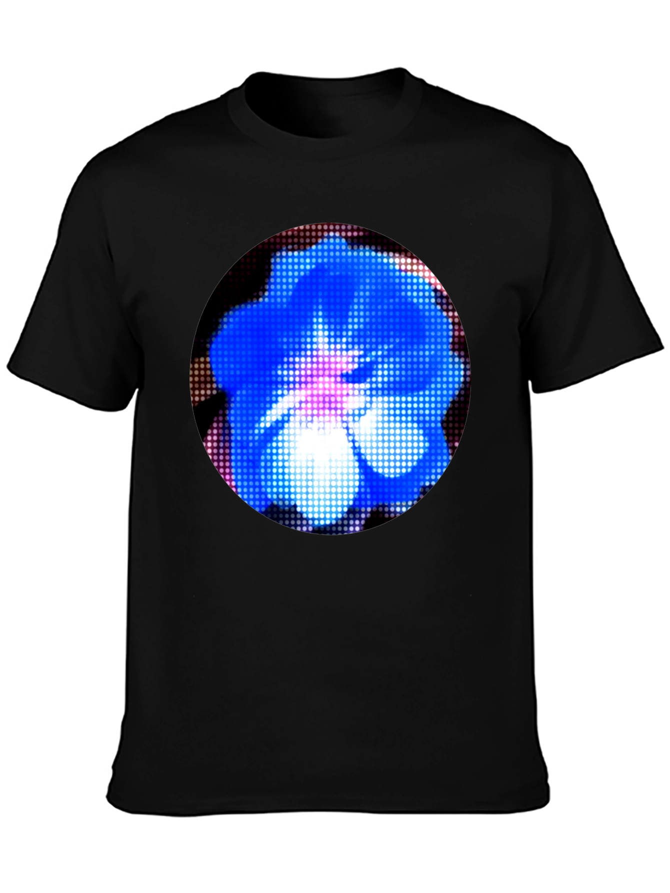 Black Blue Flower Graphic Black T-Shirt view 3
