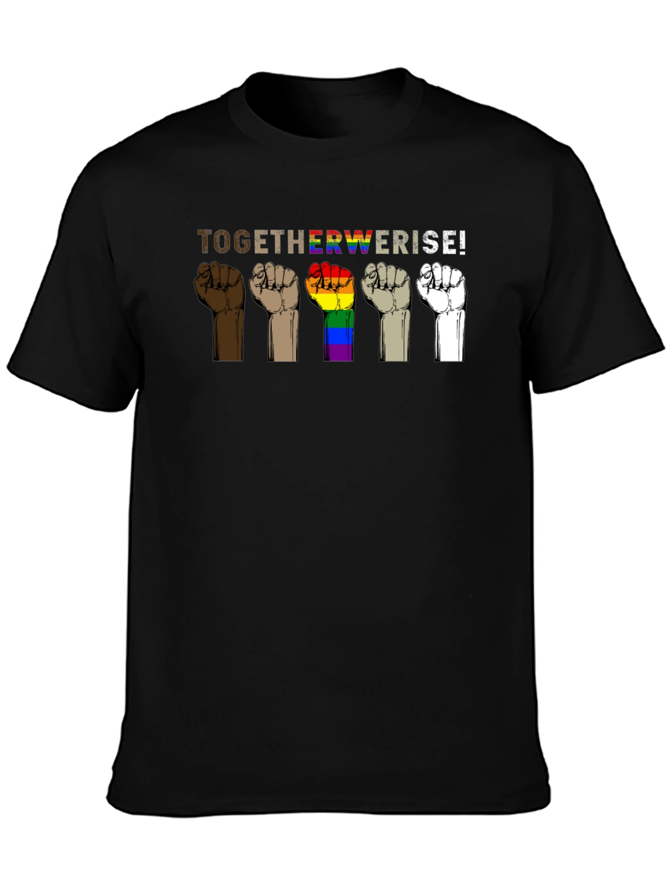 Black Together We Rise Graphic T-Shirt - Black view 3