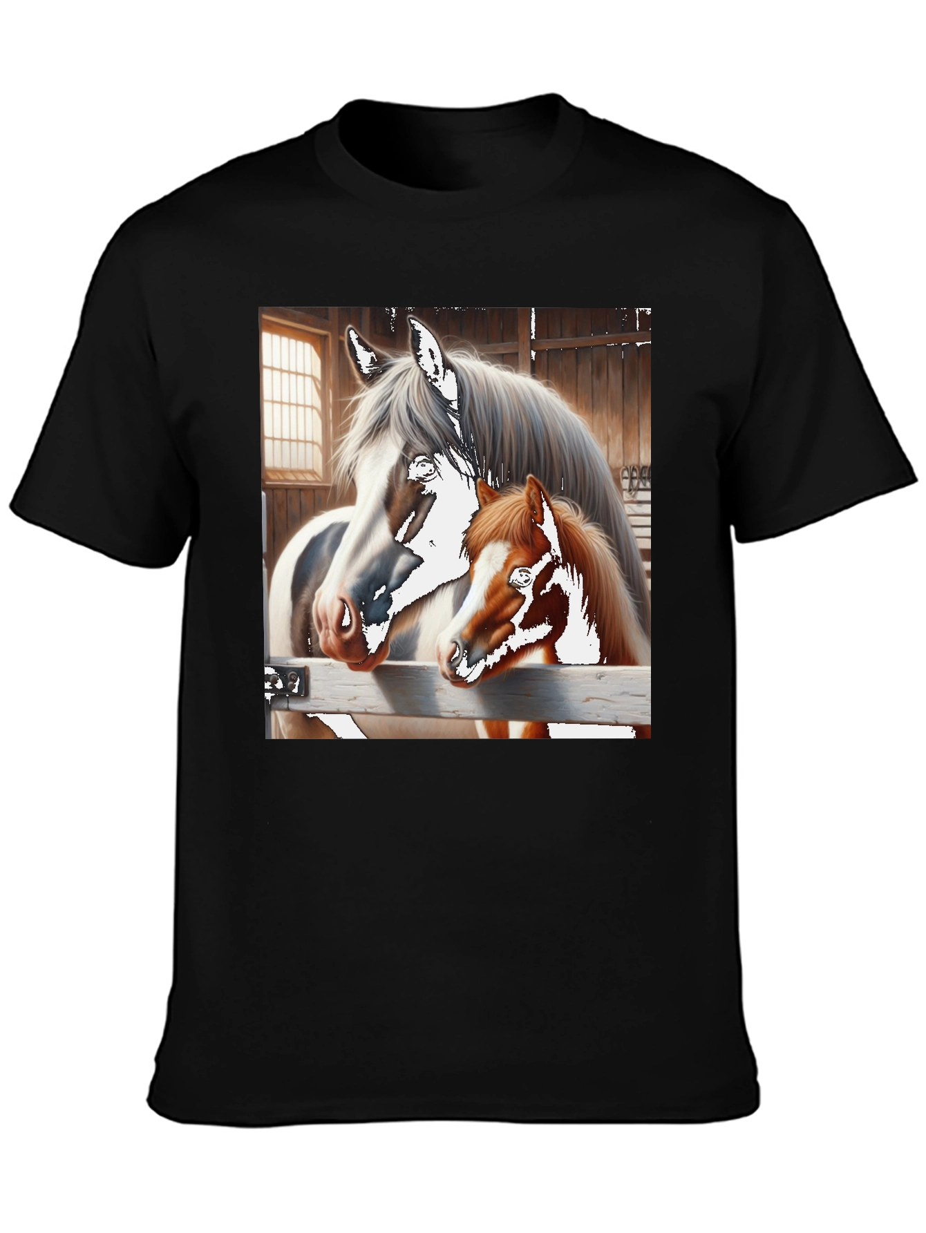 Black Horse and Foal Graphic Tee view 3