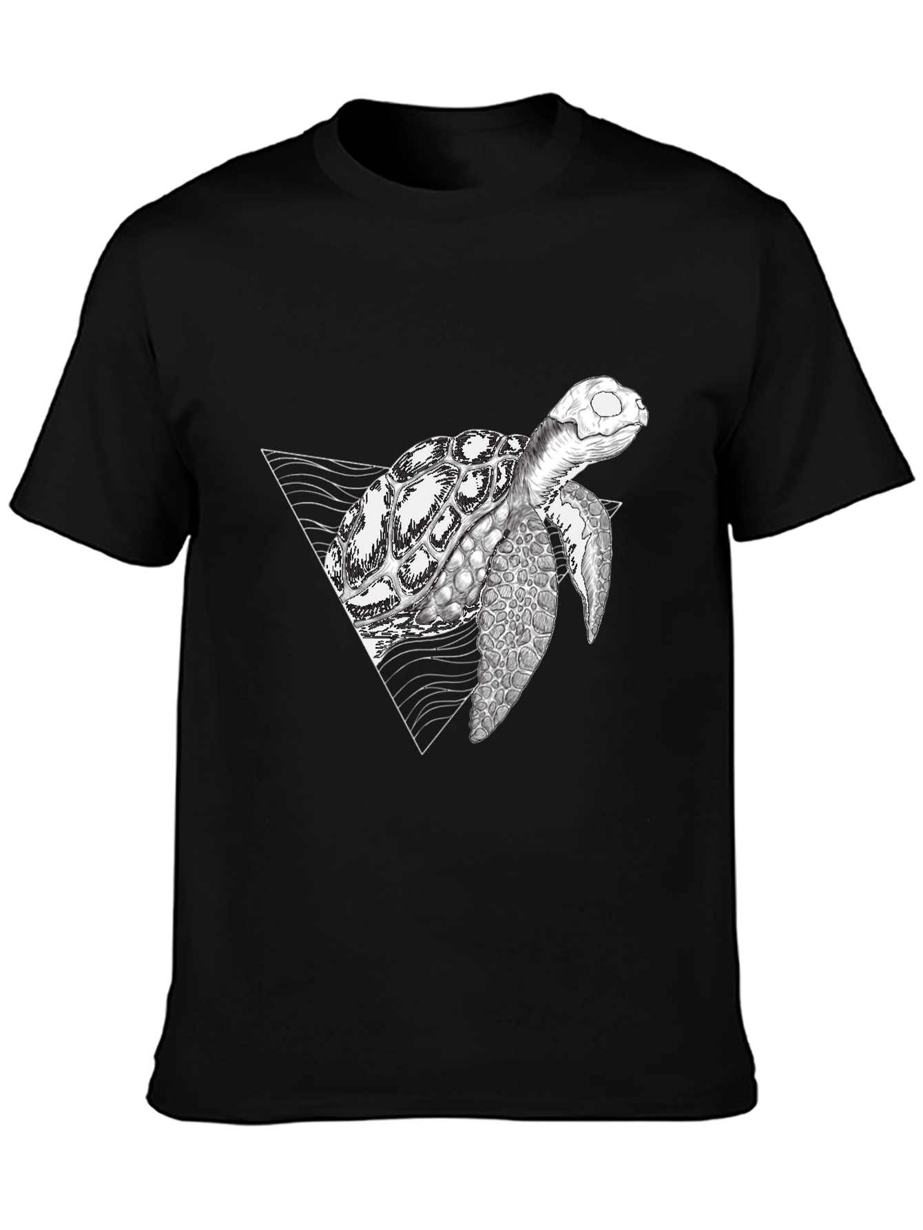 Black Geometric Turtle Black T-Shirt view 3