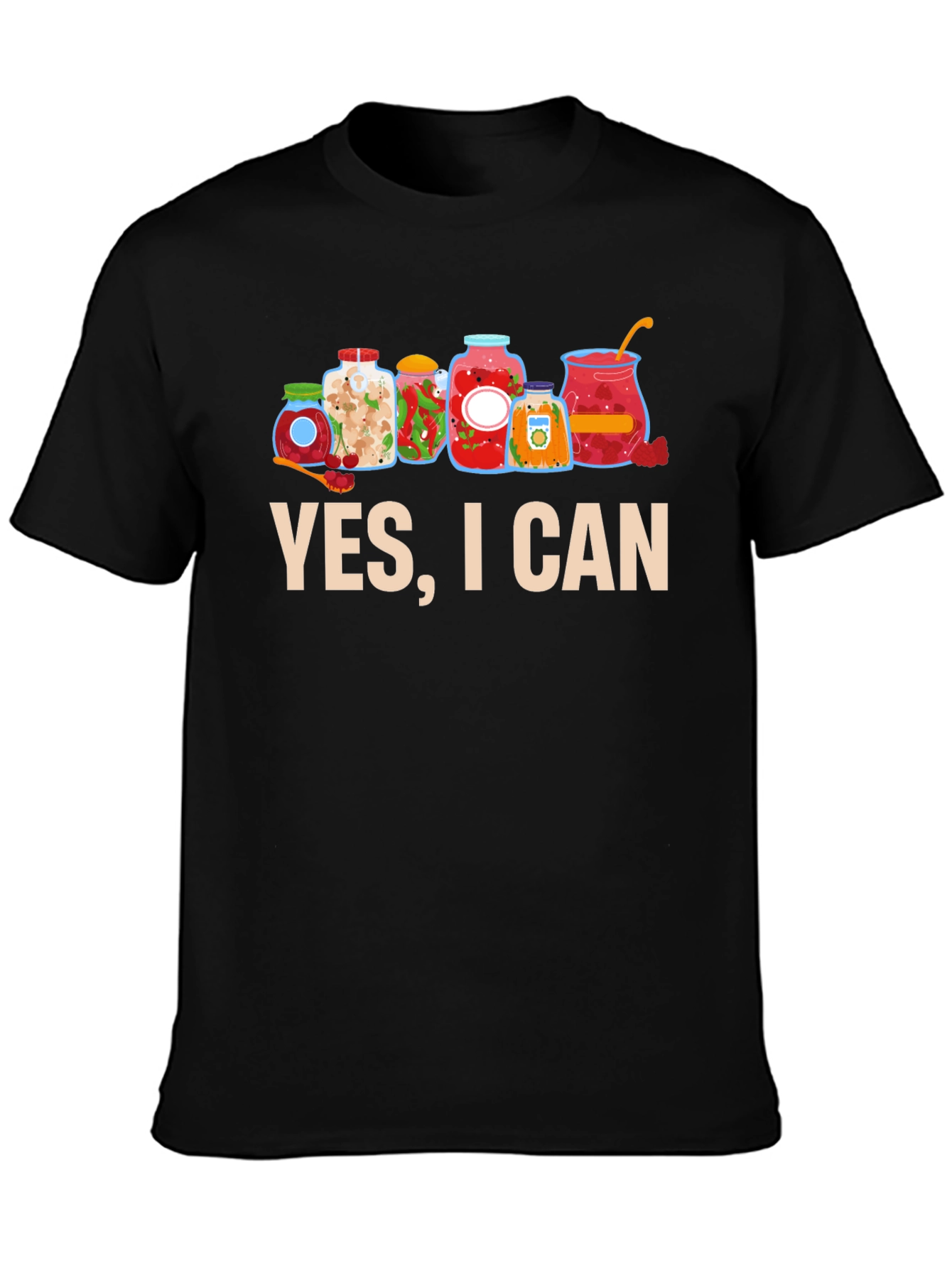 Black Yes I Can Funny Canning Jars T-Shirt view 3