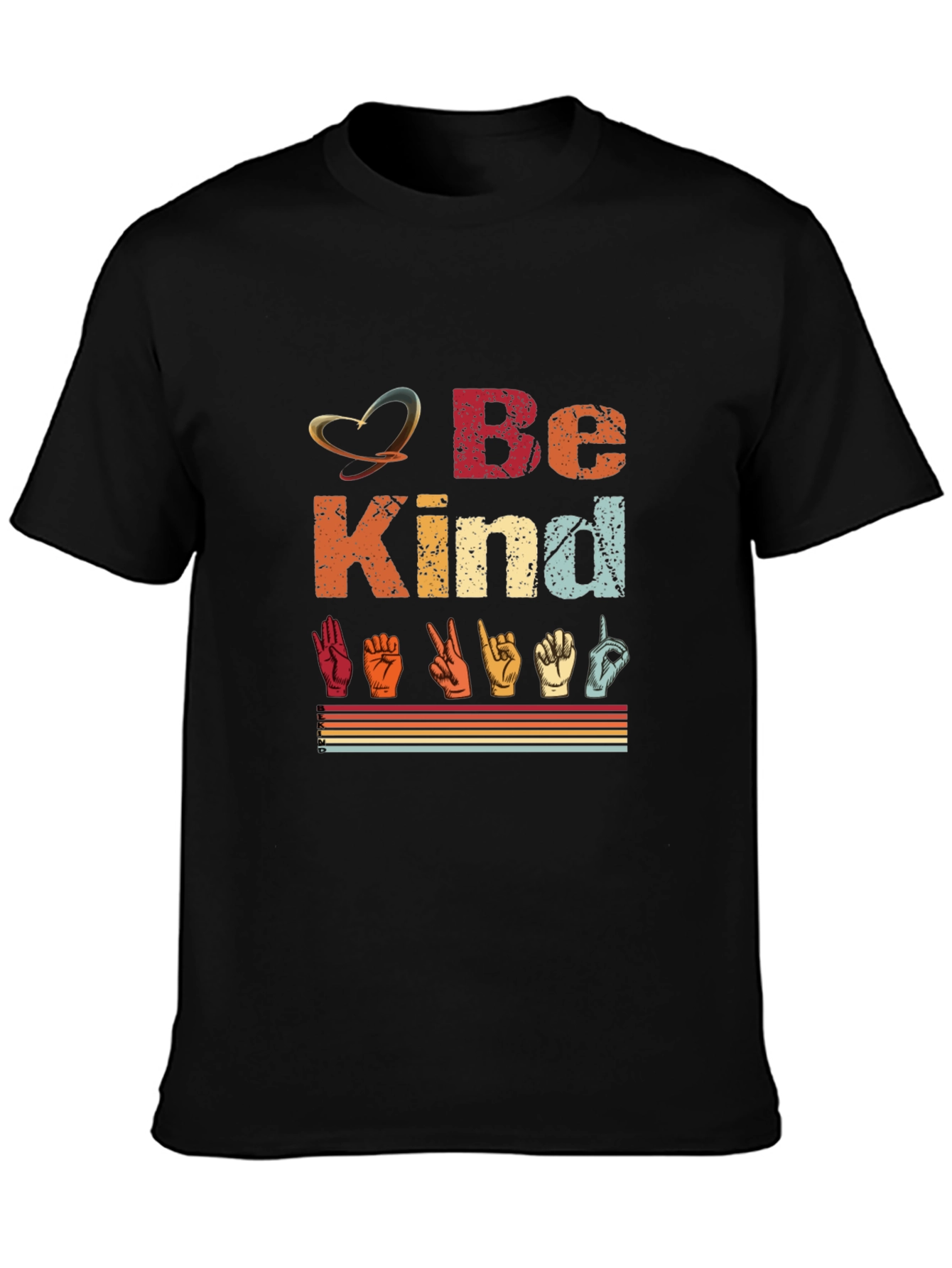 Black Be Kind Sign Language T-Shirt view 3