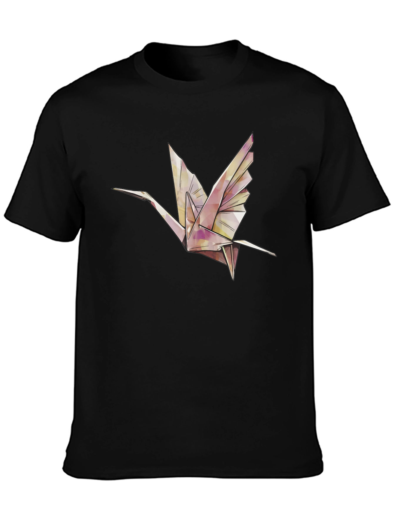 Black Origami Crane Graphic Tee - Stylish Black T-Shirt view 3