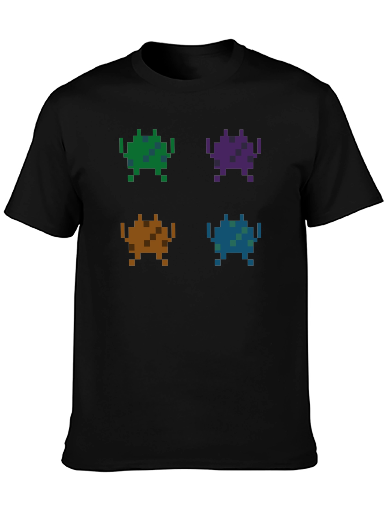 Black Retro Pixel Alien T-Shirt view 3
