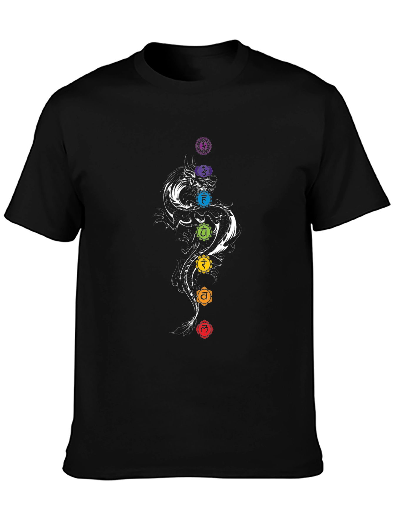 Black Chakra Dragon Graphic Tee - Black Cotton Blend view 3