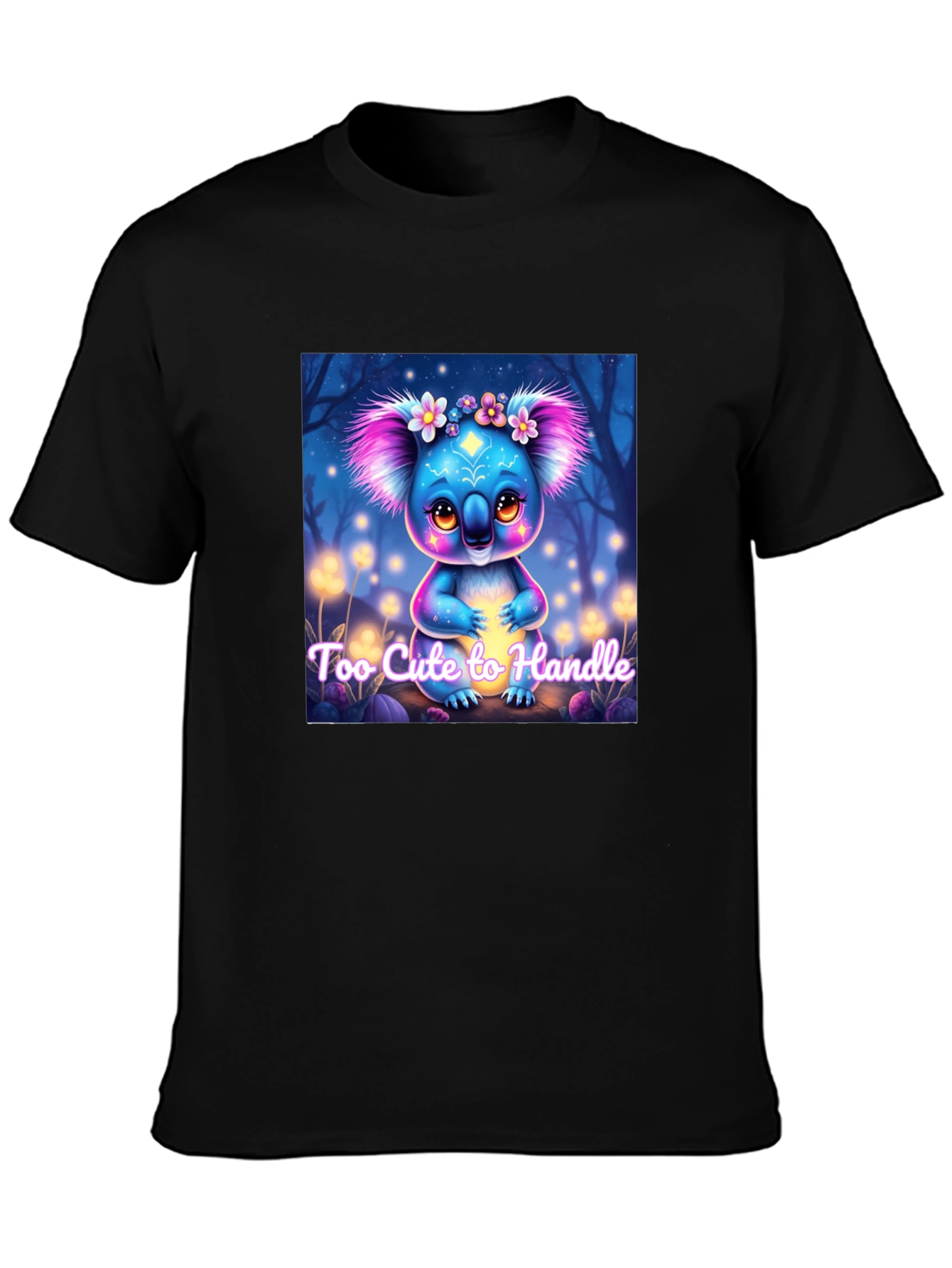 Black Cute Koala Bear Graphic Tee - Unique Design view 3