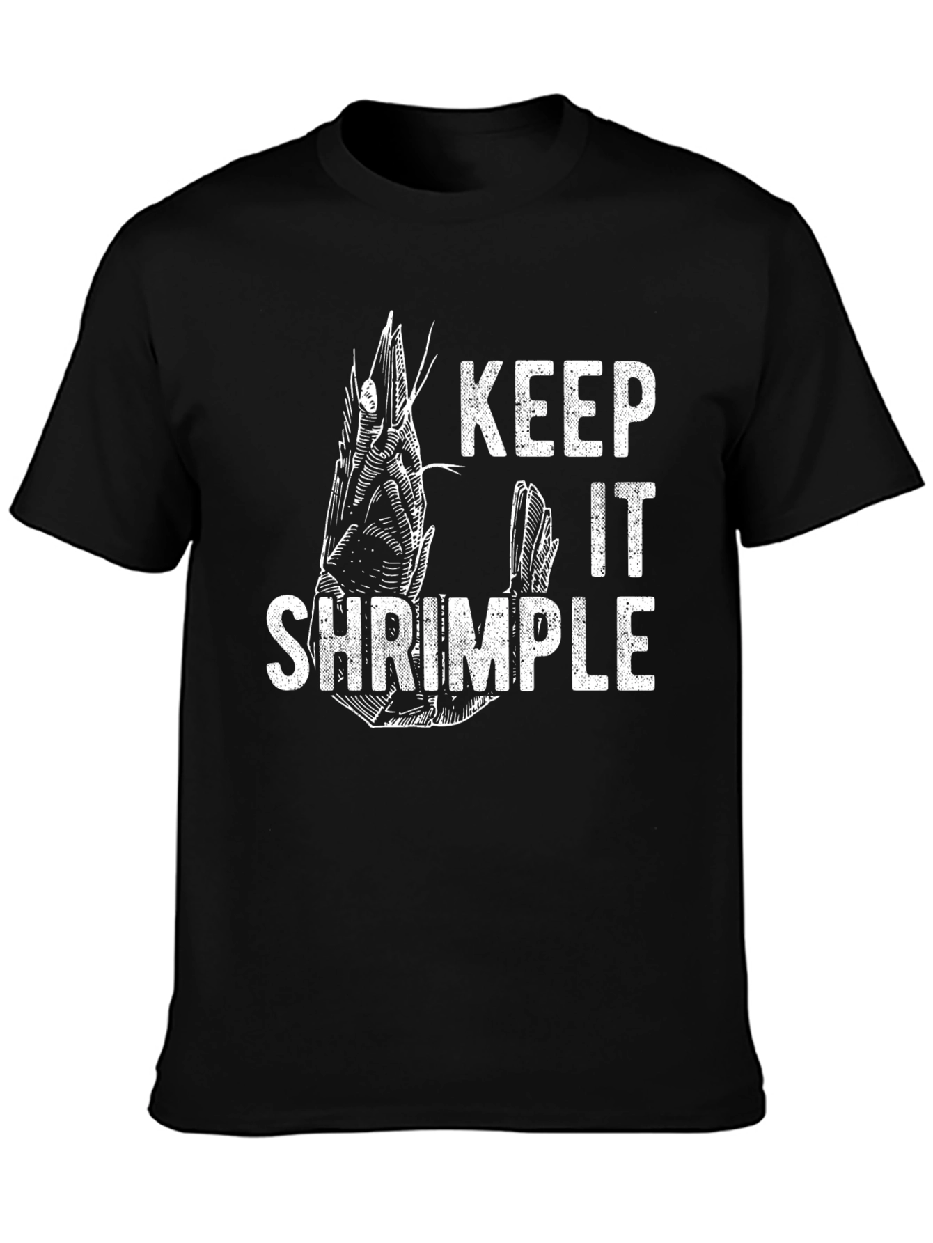 Black Keep It Shrimple T-Shirt - Unique Graphic Tee view 3