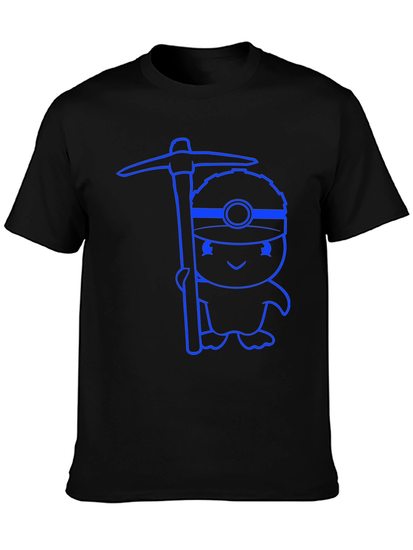 Black Cartoon Miner Graphic T-Shirt - Black view 3