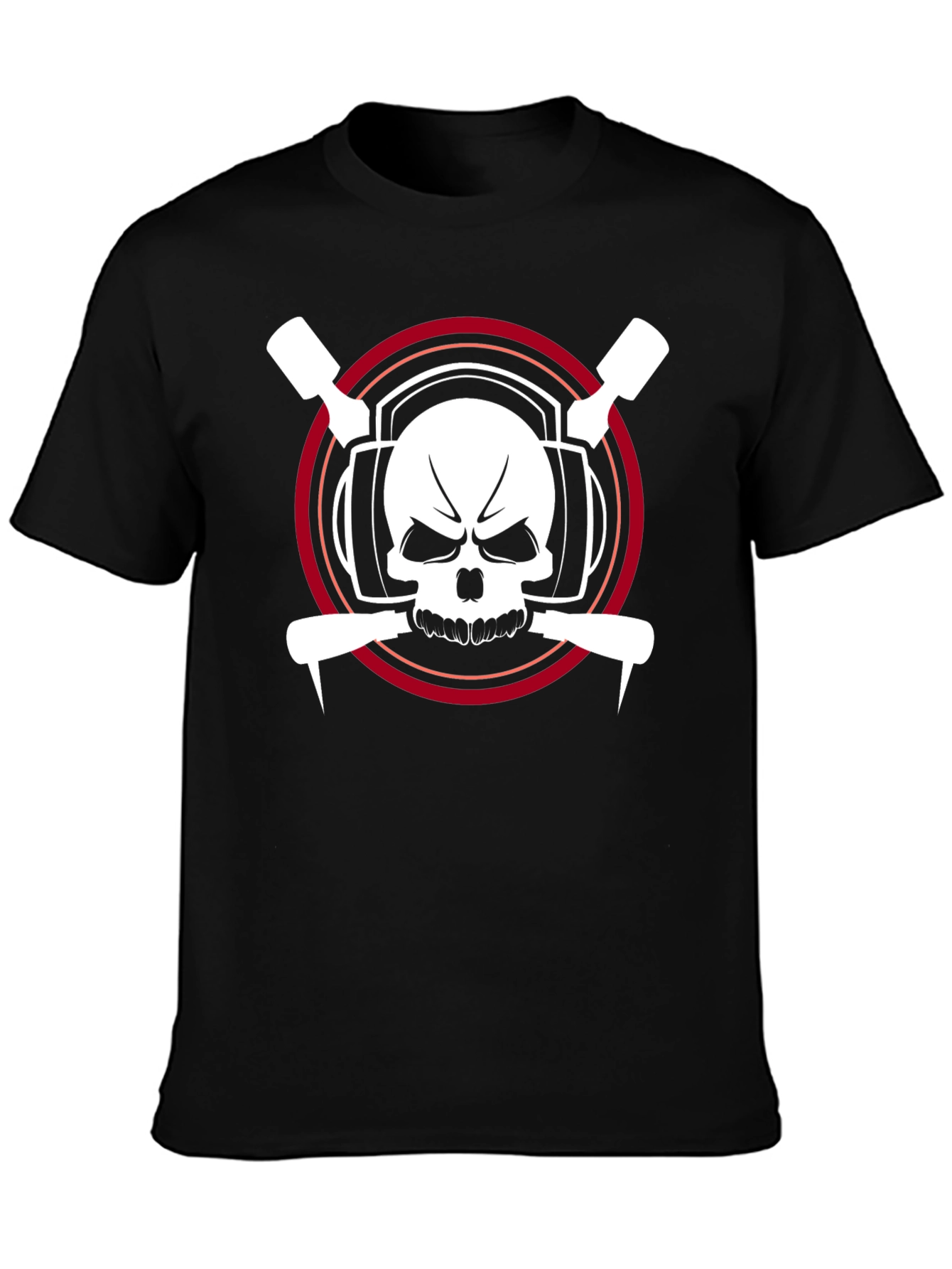 Black Skull & Tools Graphic Print T-Shirt view 3