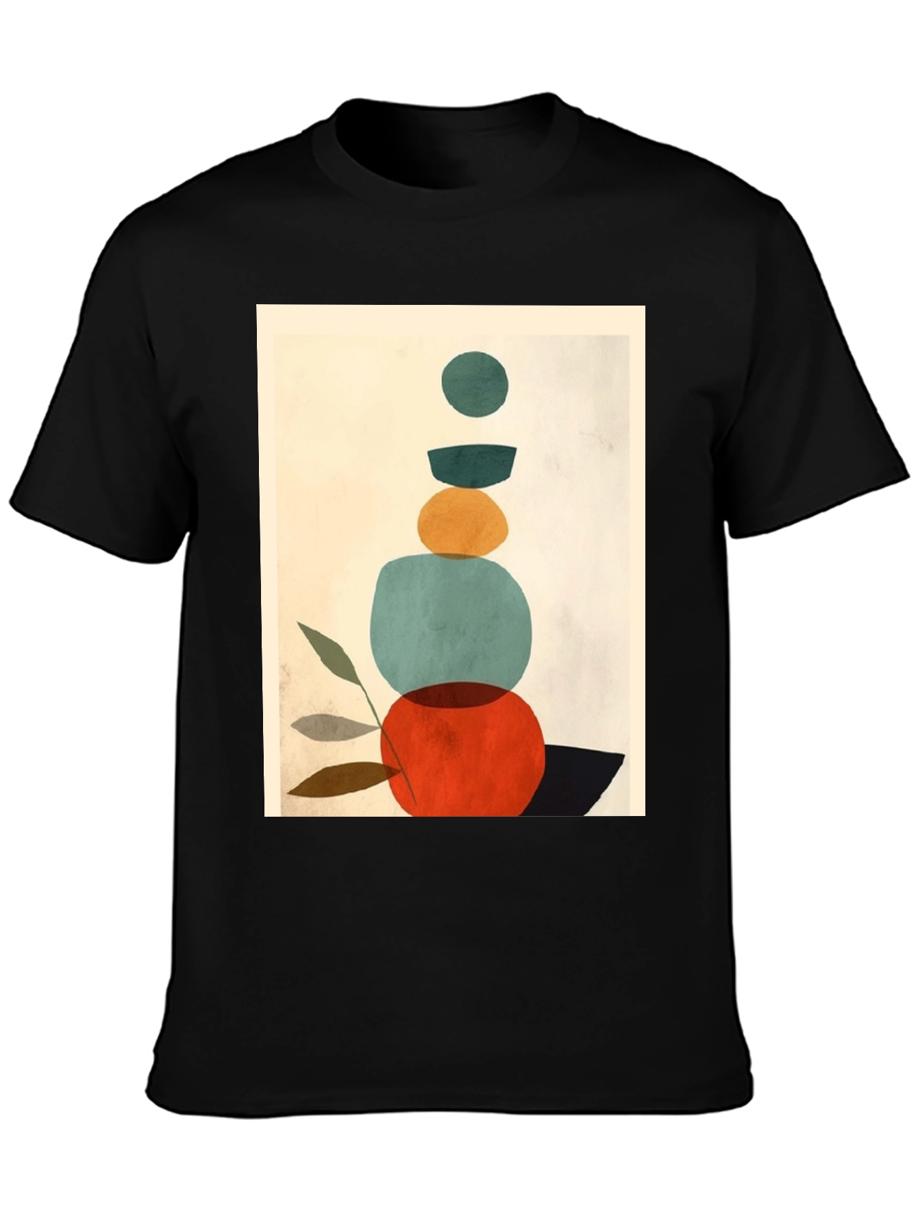 Black Modern Abstract Art Graphic Tee - Unisex Black T-Shirt view 3