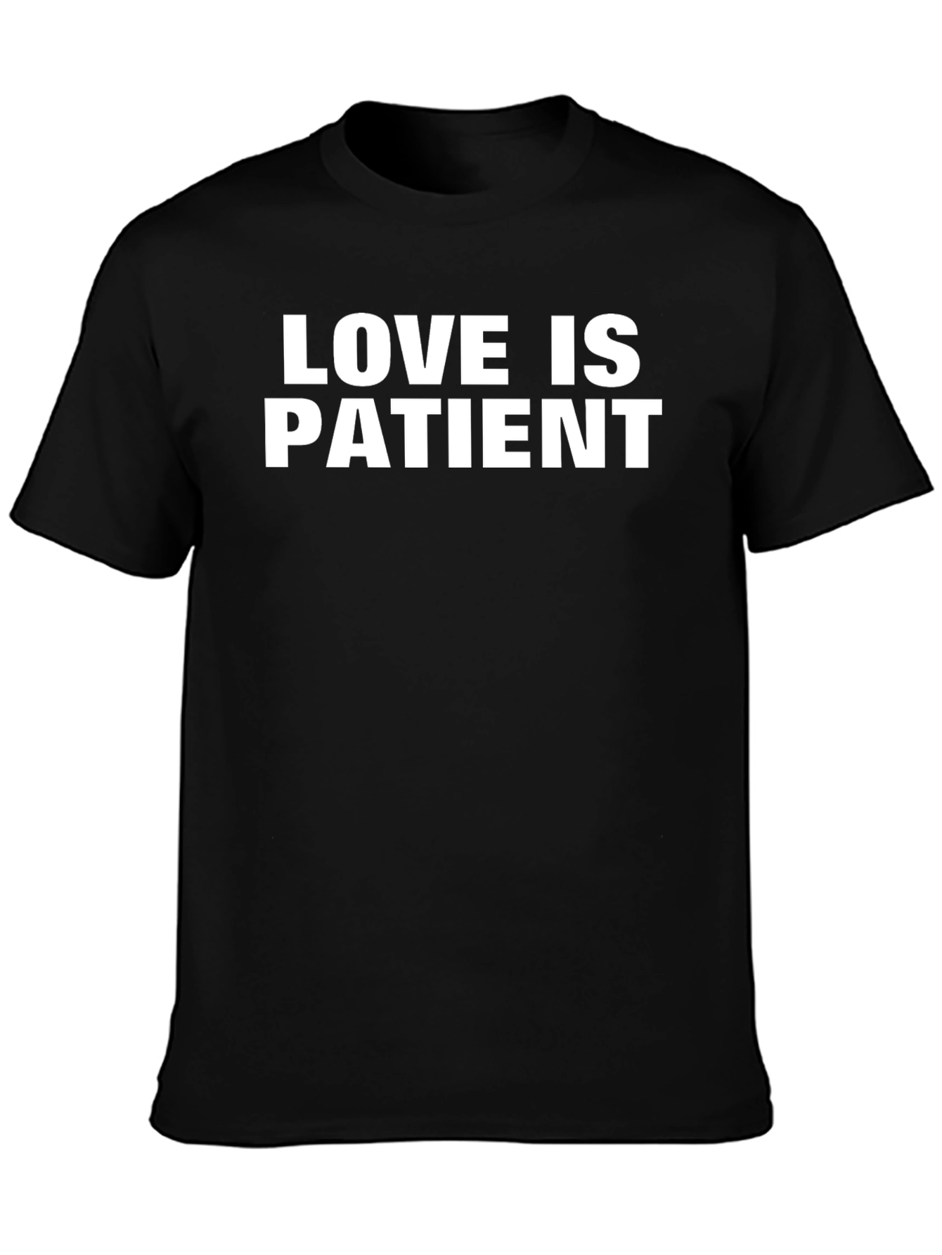 Black Love Is Patient Graphic Tee - Black Cotton T-Shirt view 3