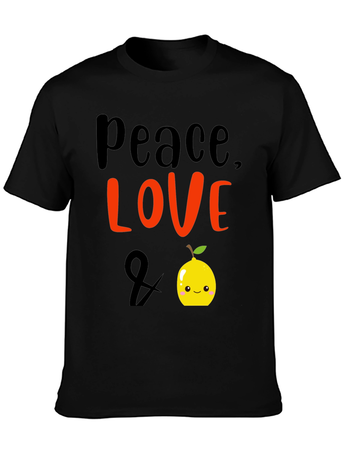 Black Peace, Love & Lemon Graphic Tee - Black view 3