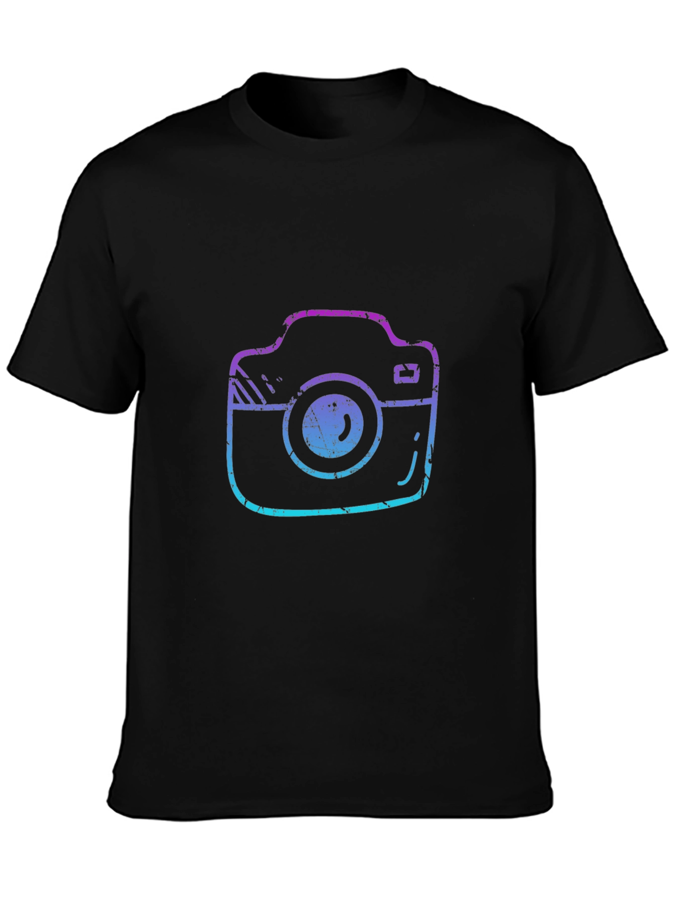Black Retro Camera Graphic Tee - Black Cotton T-Shirt view 3