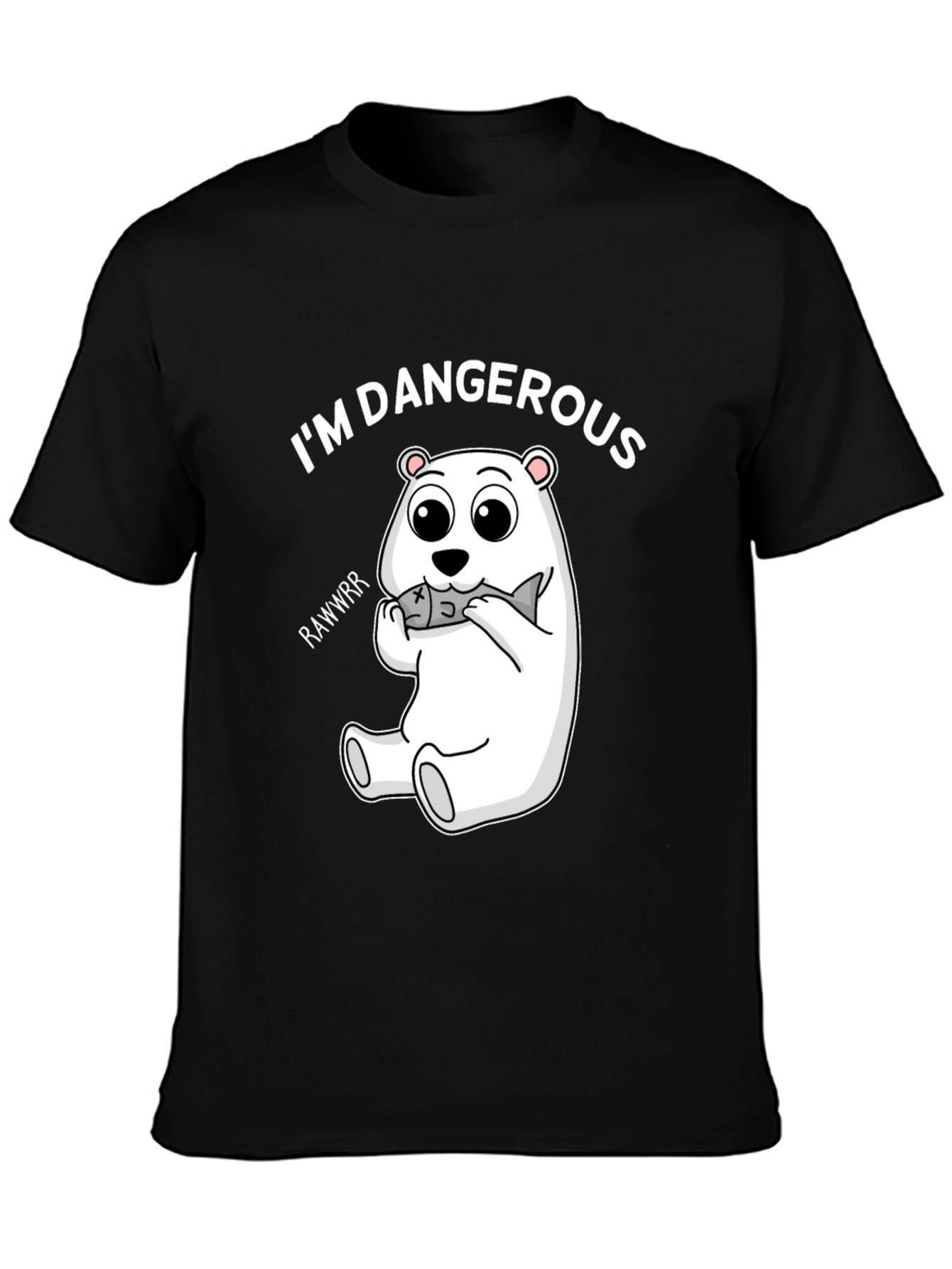 Black I'm Dangerous Polar Bear Black T-Shirt view 3