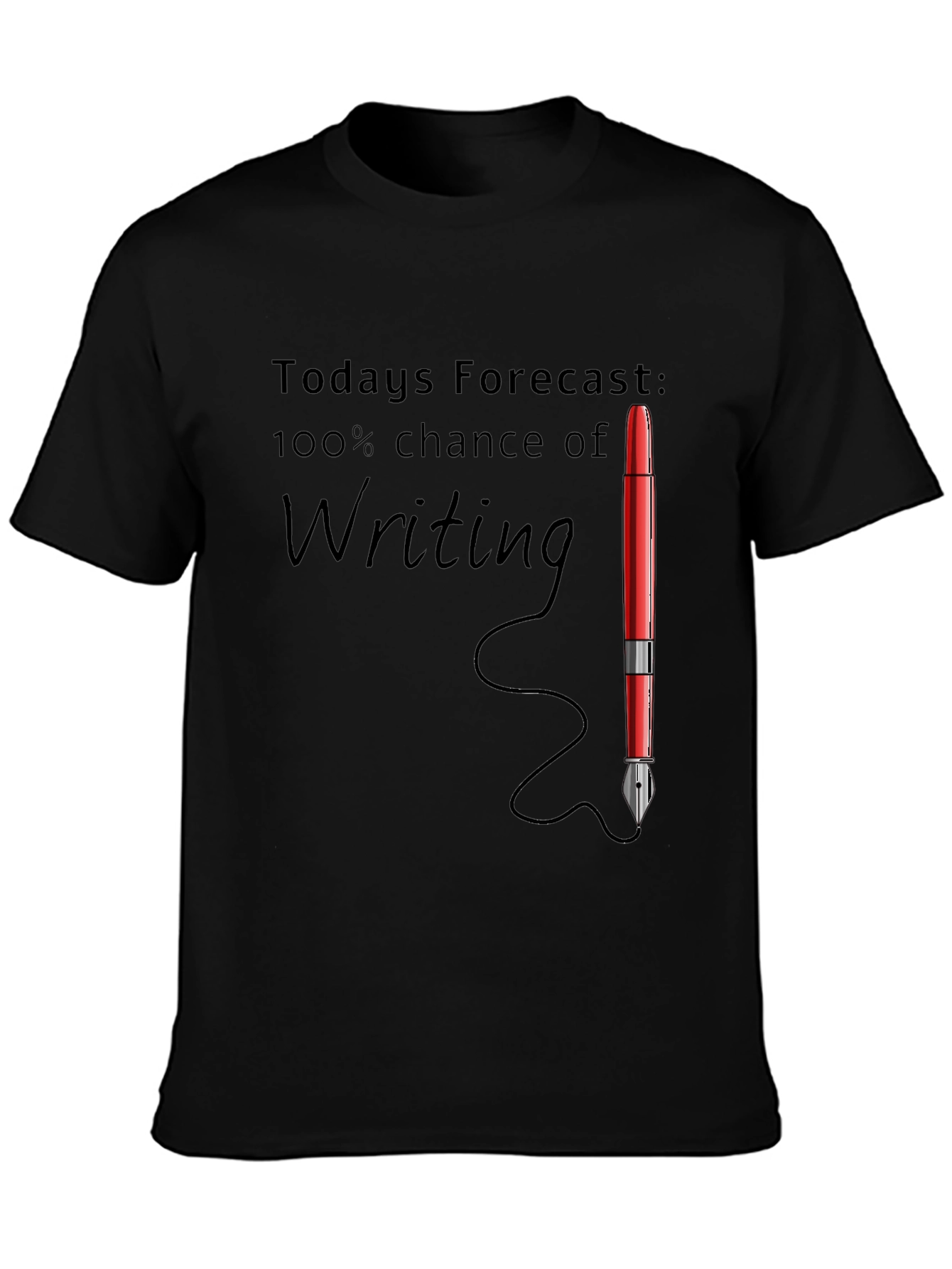 Black Writer's Forecast T-Shirt - 100% Chance of Writing! view 3
