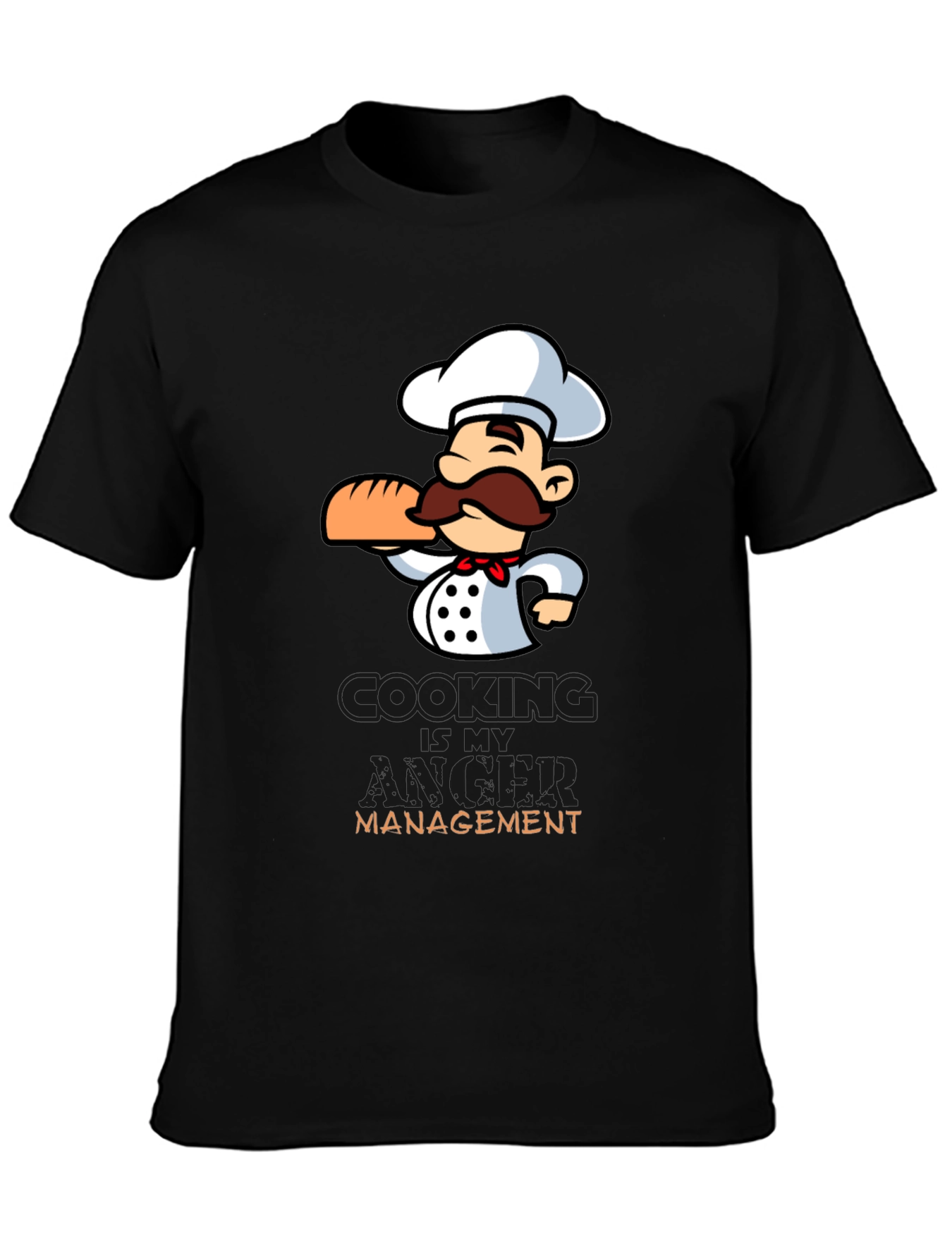 Black Chef Cartoon Graphic T-Shirt - Cooking Management view 3