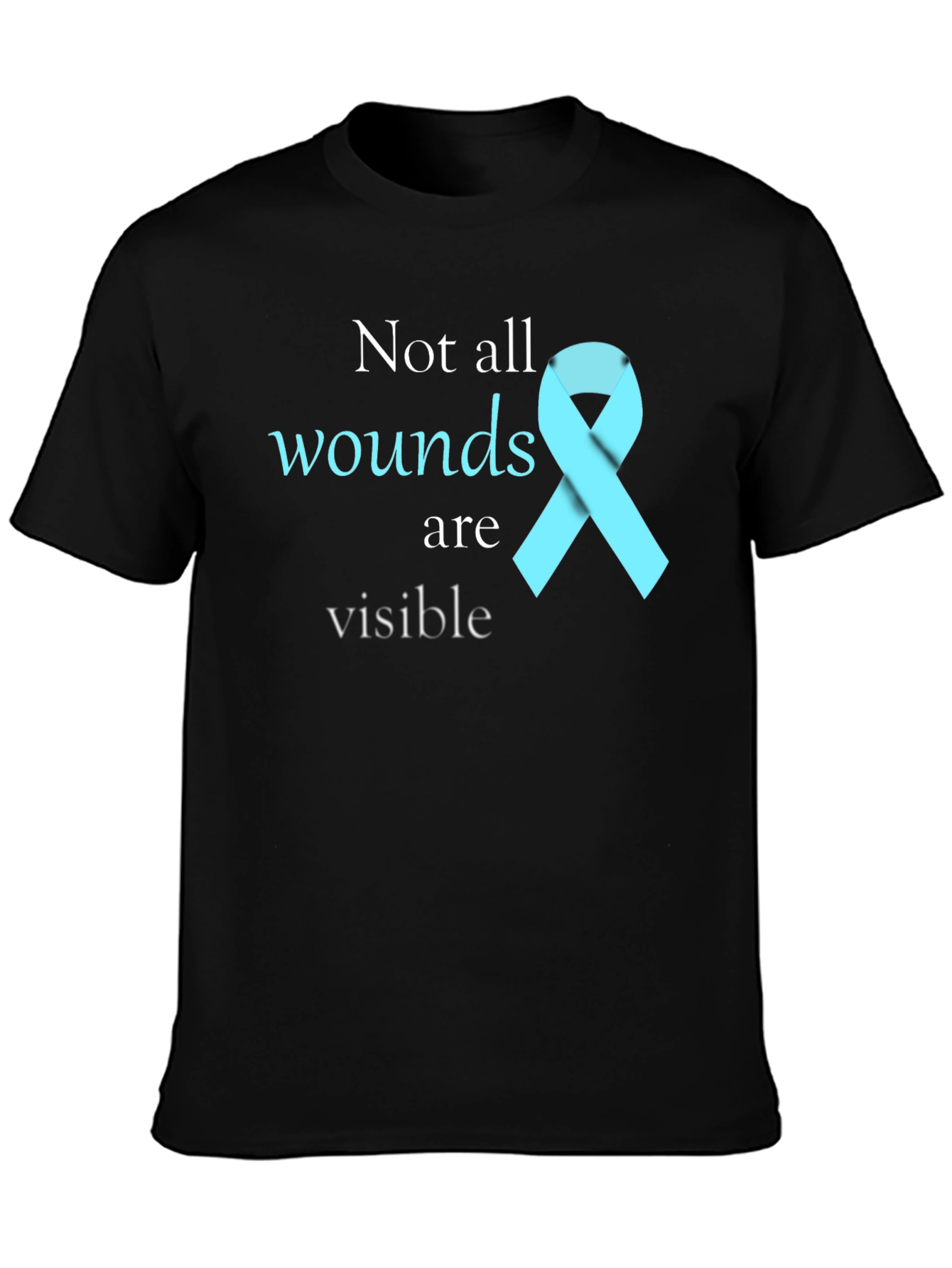 Black Not All Wounds Visible Awareness T-Shirt view 3