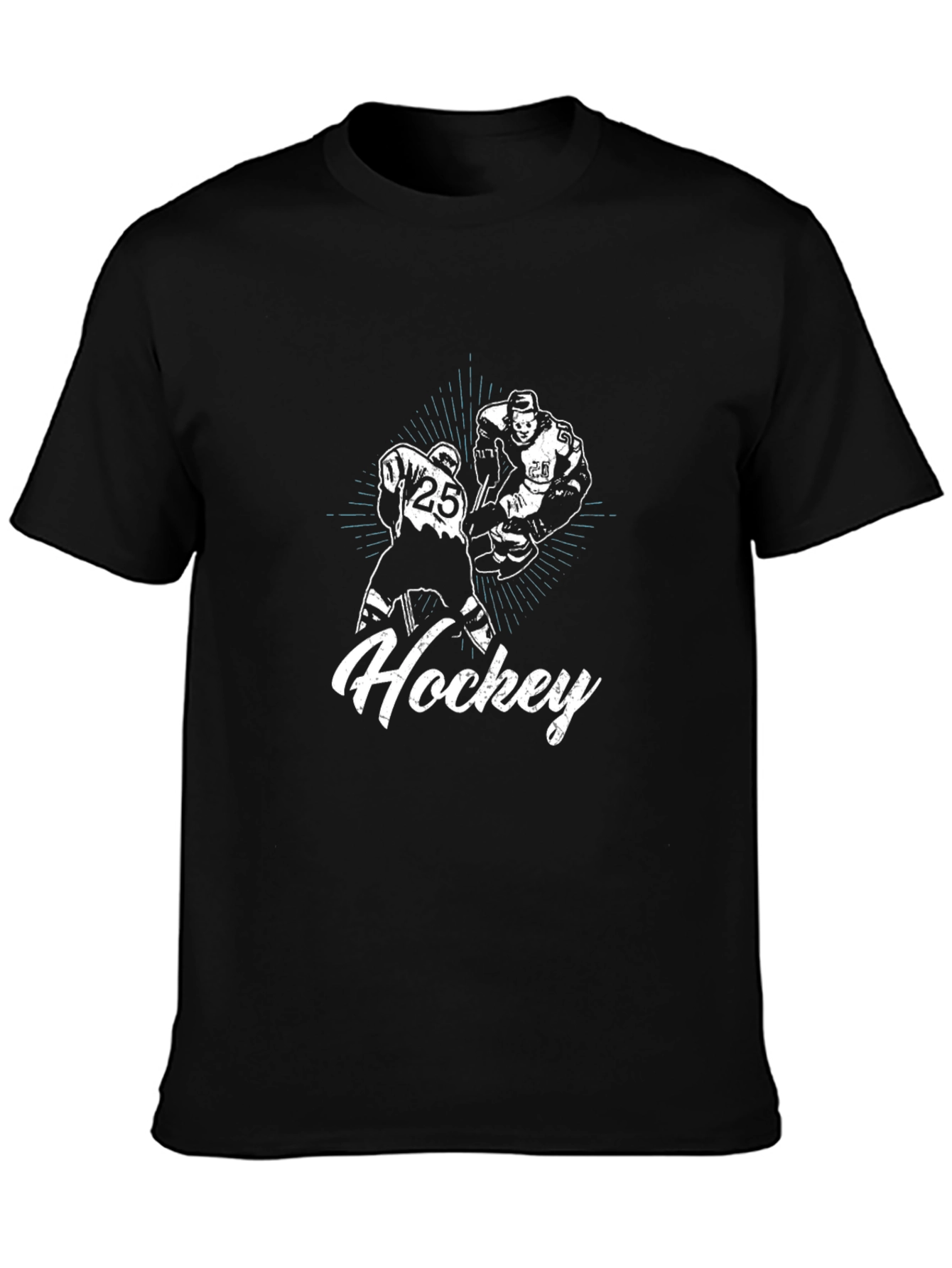 Black Hockey Graphic T-Shirt - Black Crew Neck Tee view 3