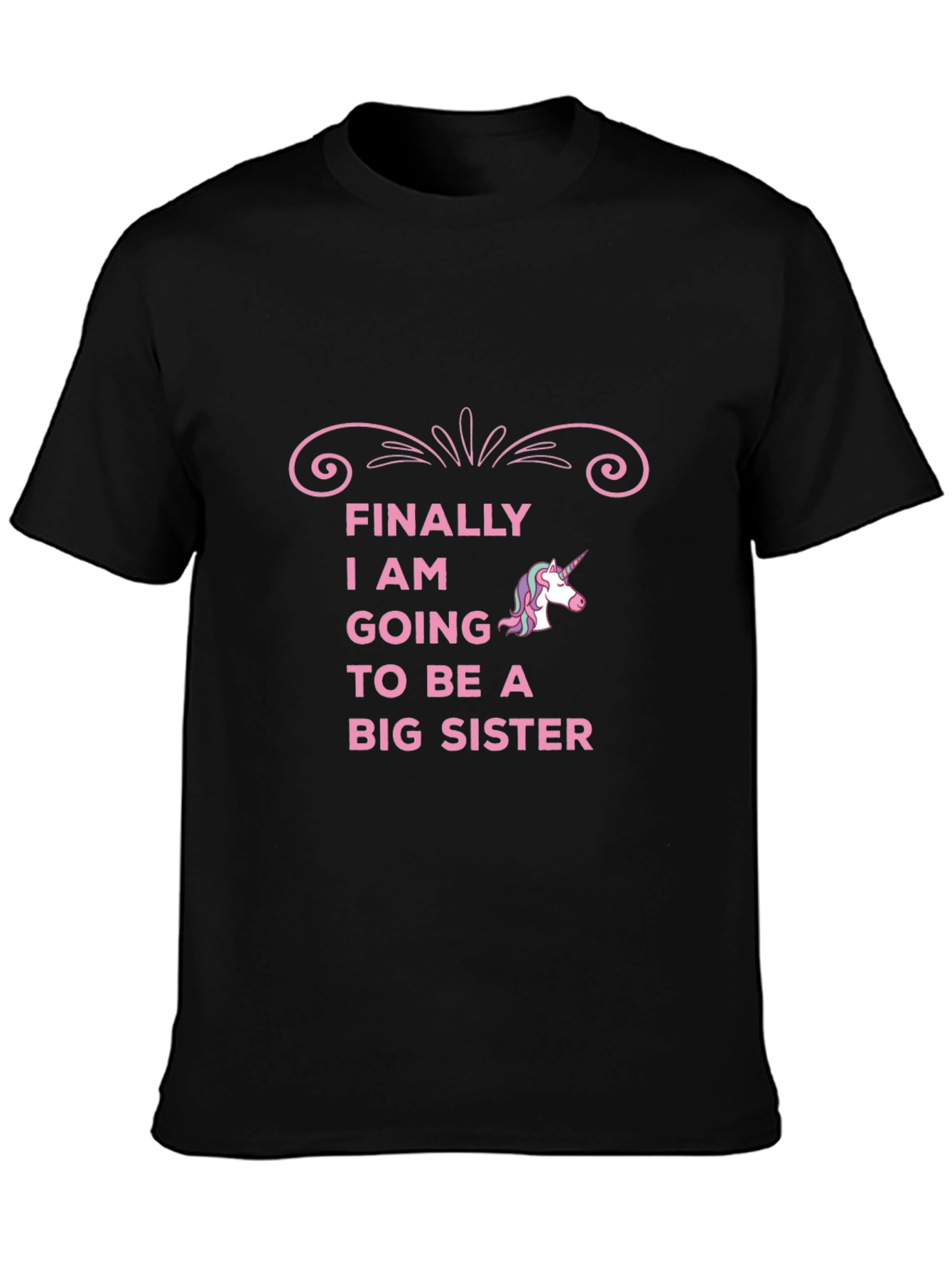 Black Big Sister Unicorn T-Shirt - Cute Announcement Tee view 3