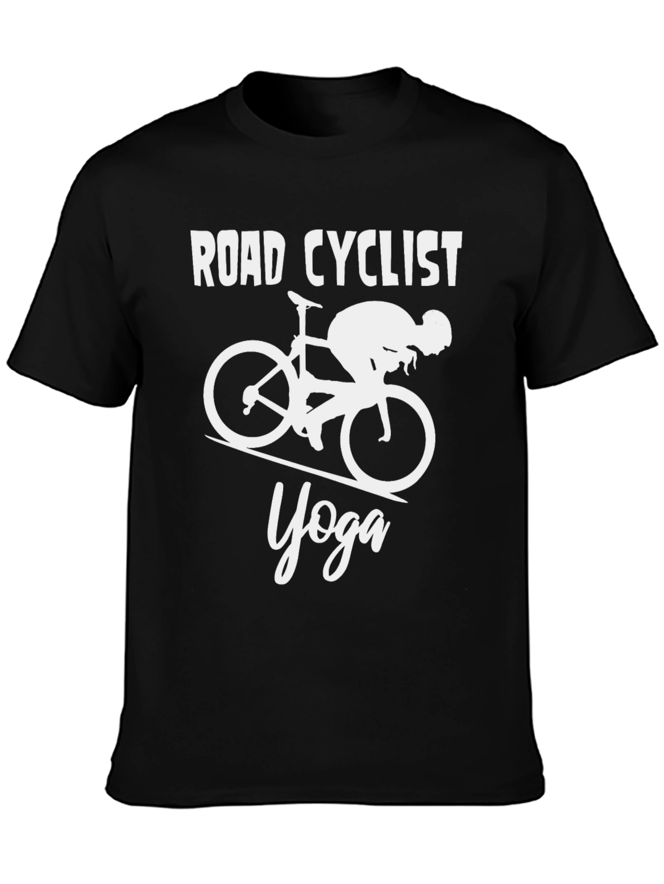 Black Road Cyclist Yoga Graphic T-Shirt - Black view 3