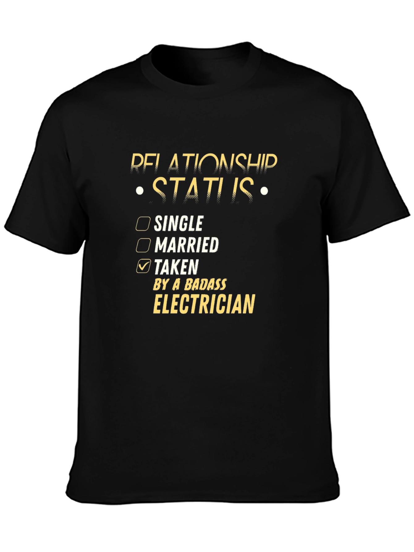 Black Badass Electrician Relationship Status T-Shirt view 3