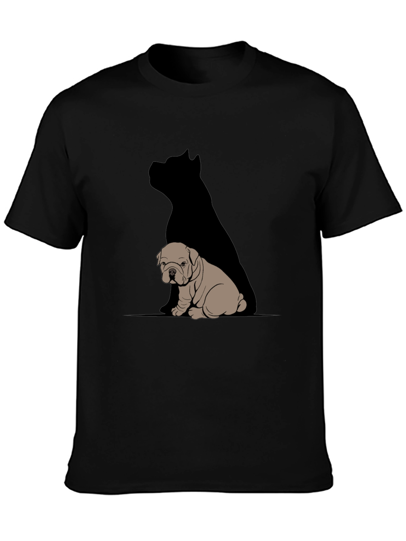 Black Bulldog & Shadow Graphic T-Shirt - Modern Casual Tee view 3